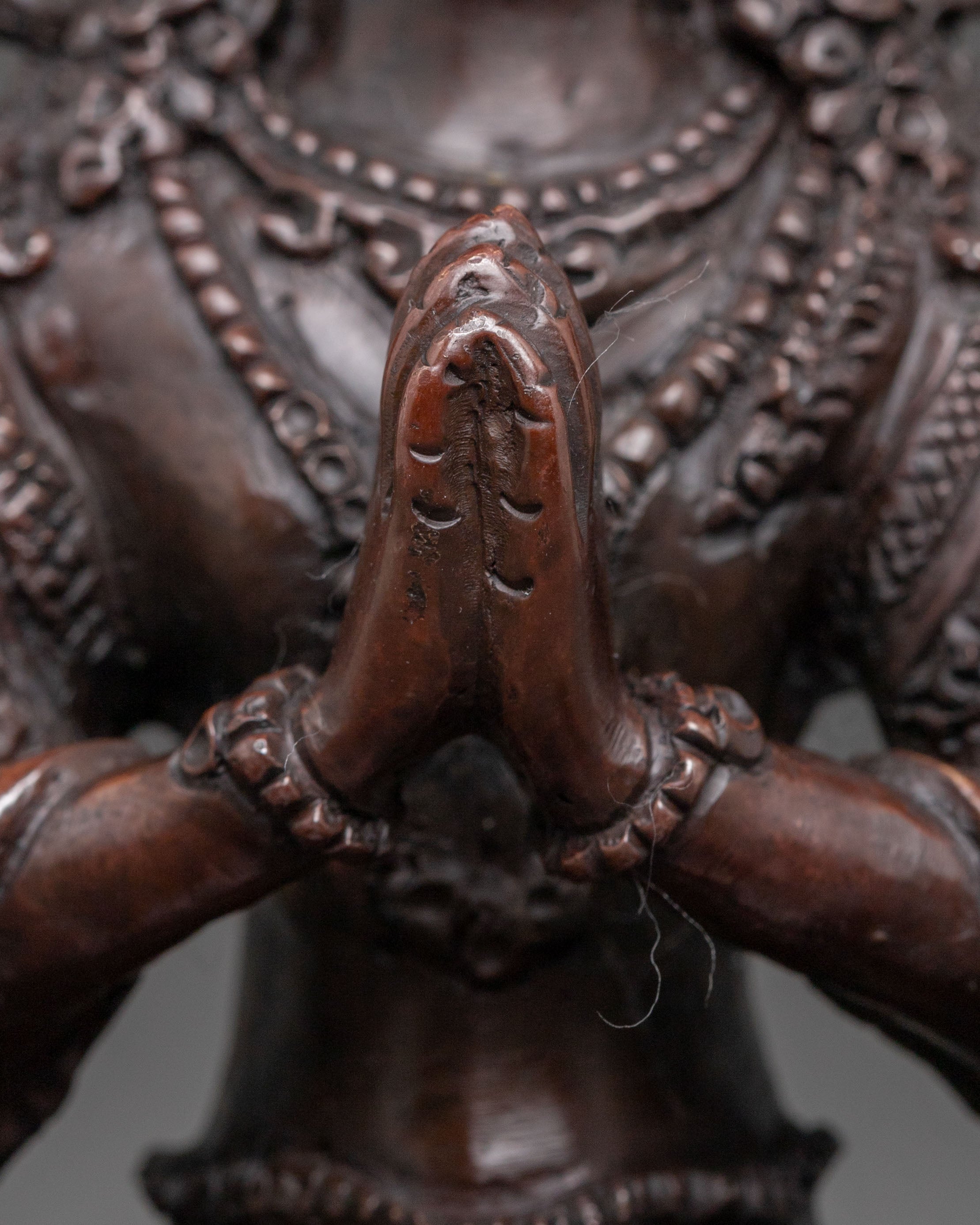 Handcrafted Chenrezig Oxidized Copper Statue | Meditation Altar Decor