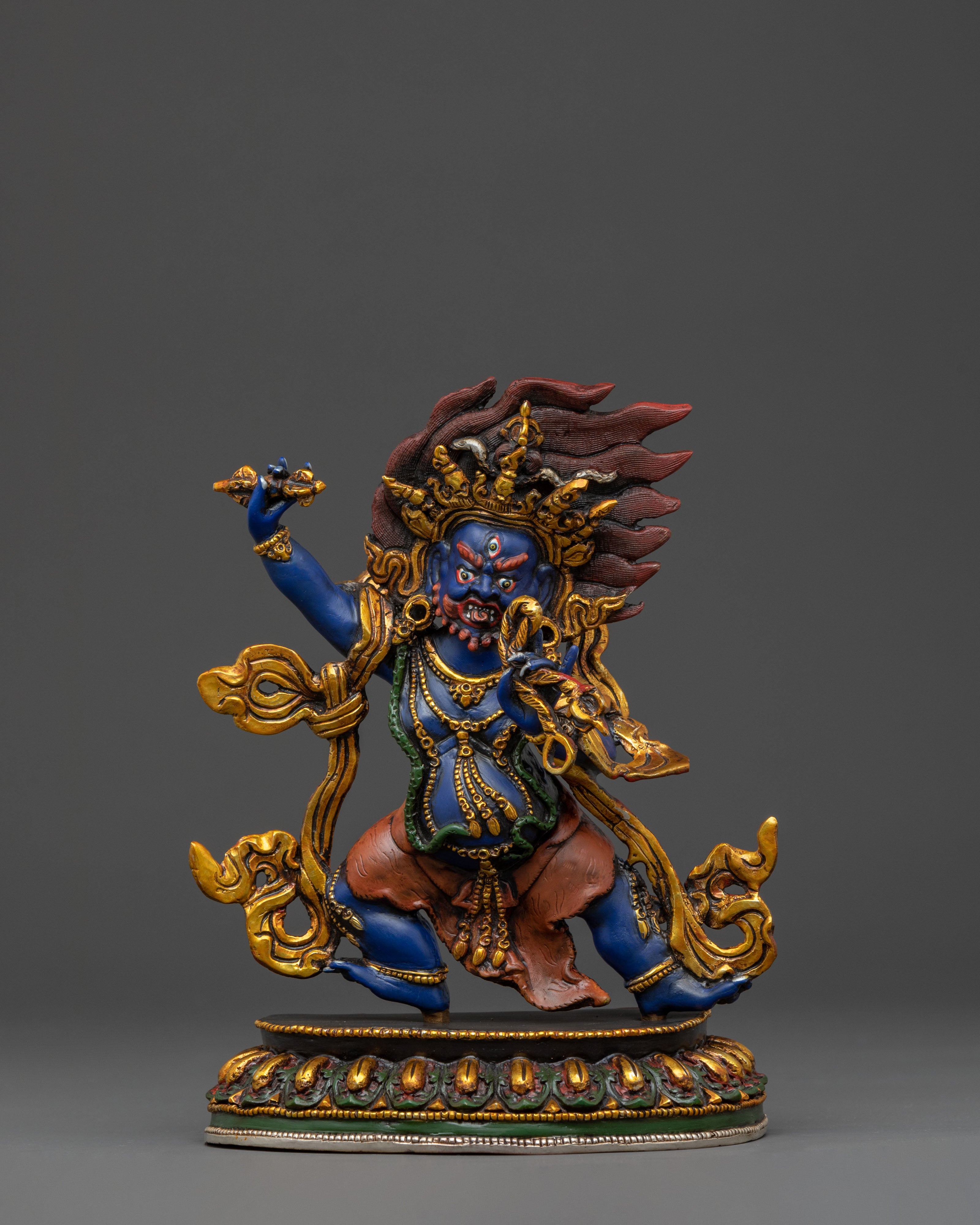 Vajrapani with Vajra Sculpture | Handcrafted Serenity
