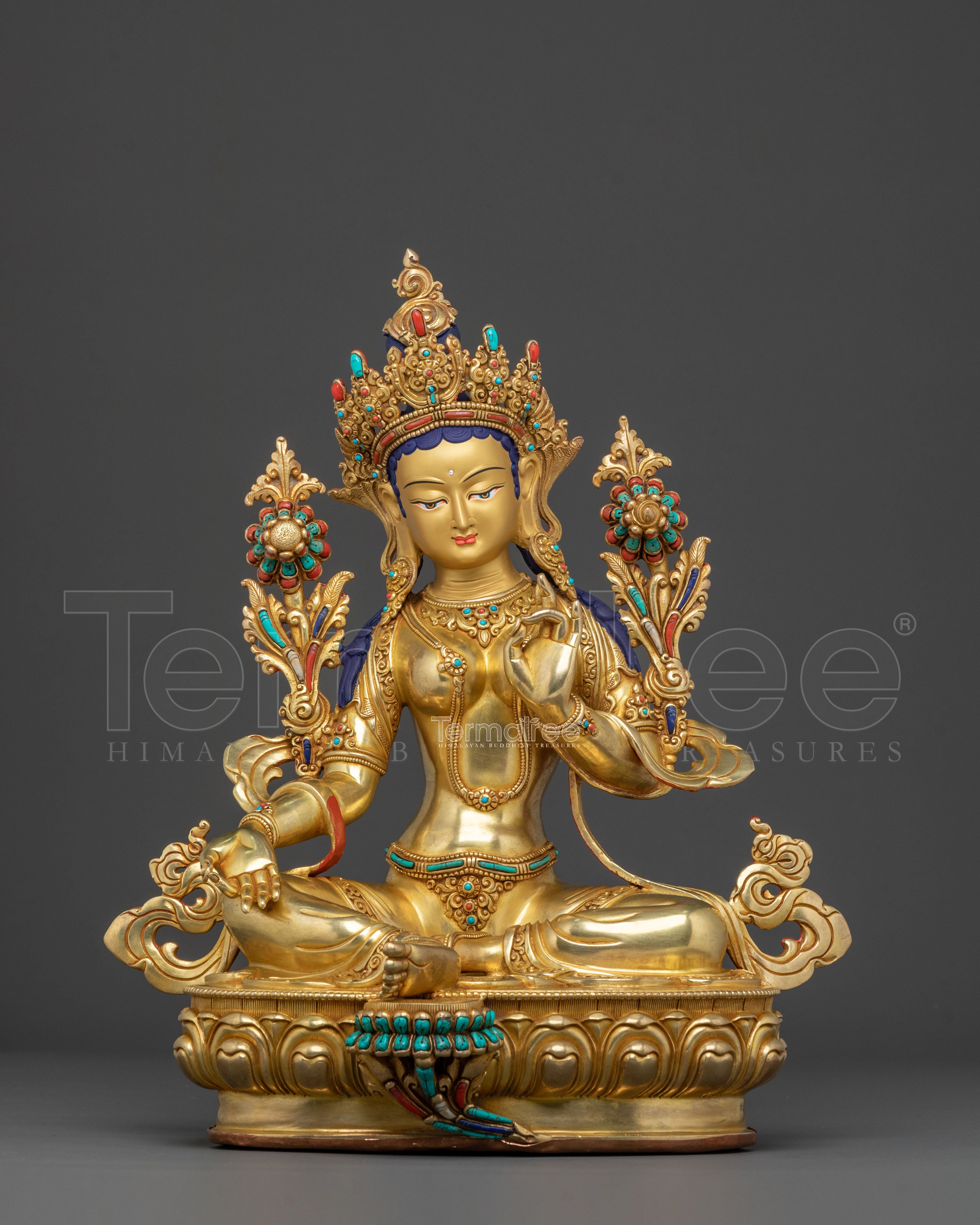 Green Tara Sacred Himalayan Statue | Buddhist Altar Decor