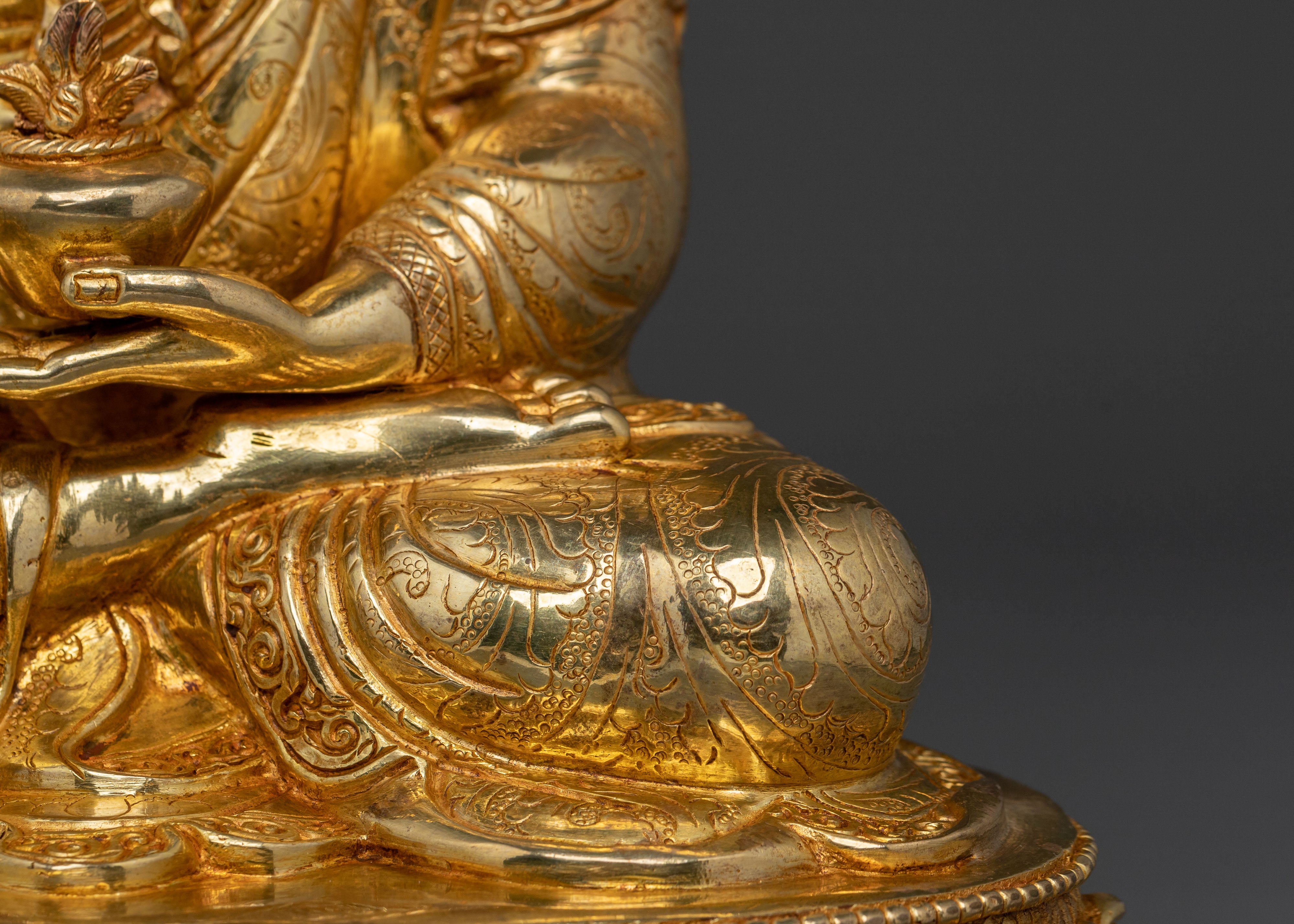 Handmade Medicine Buddha Sculpture | 24K Gold Gilded