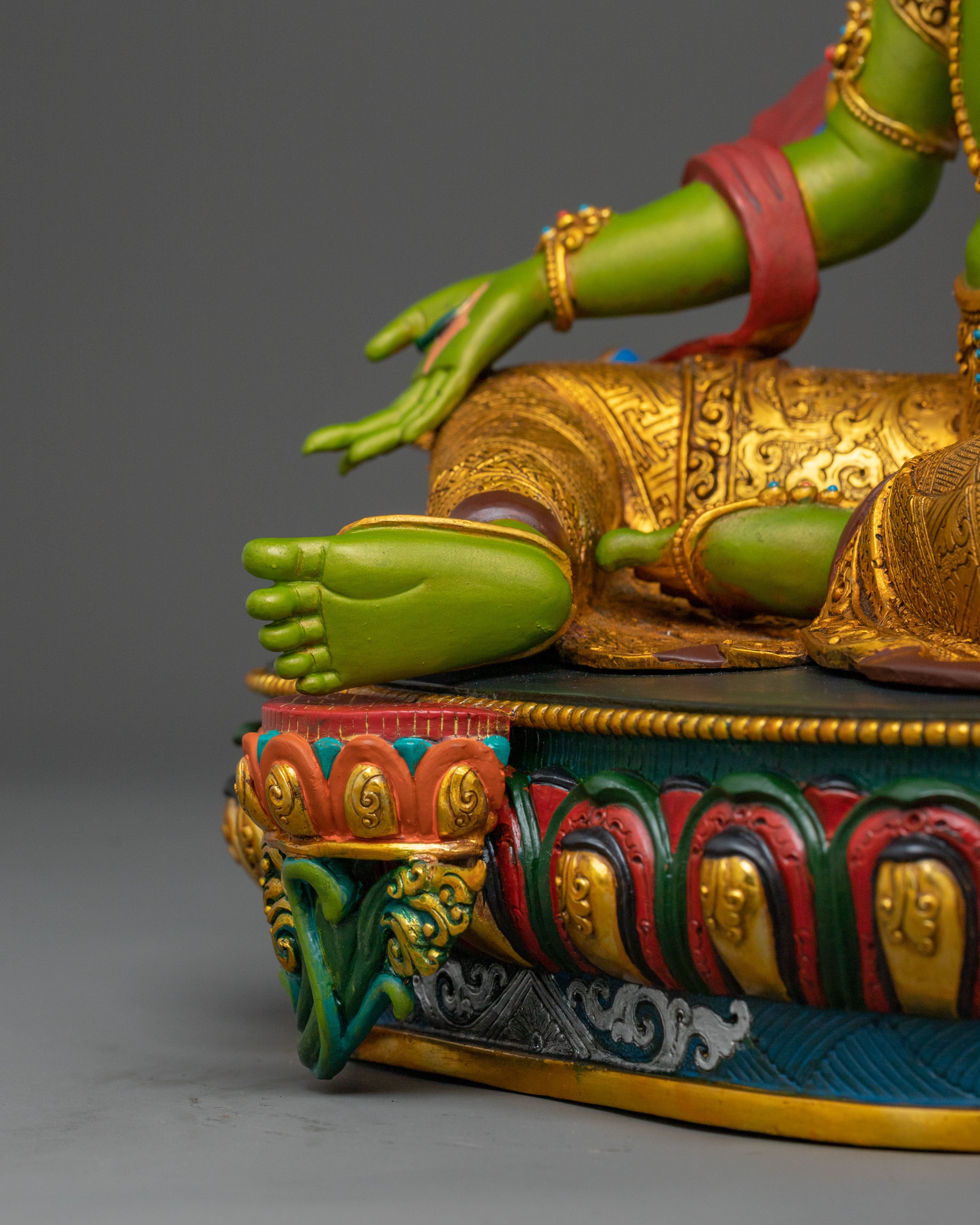 Handcrafted Green Tara Spiritual Statue | Home Decor