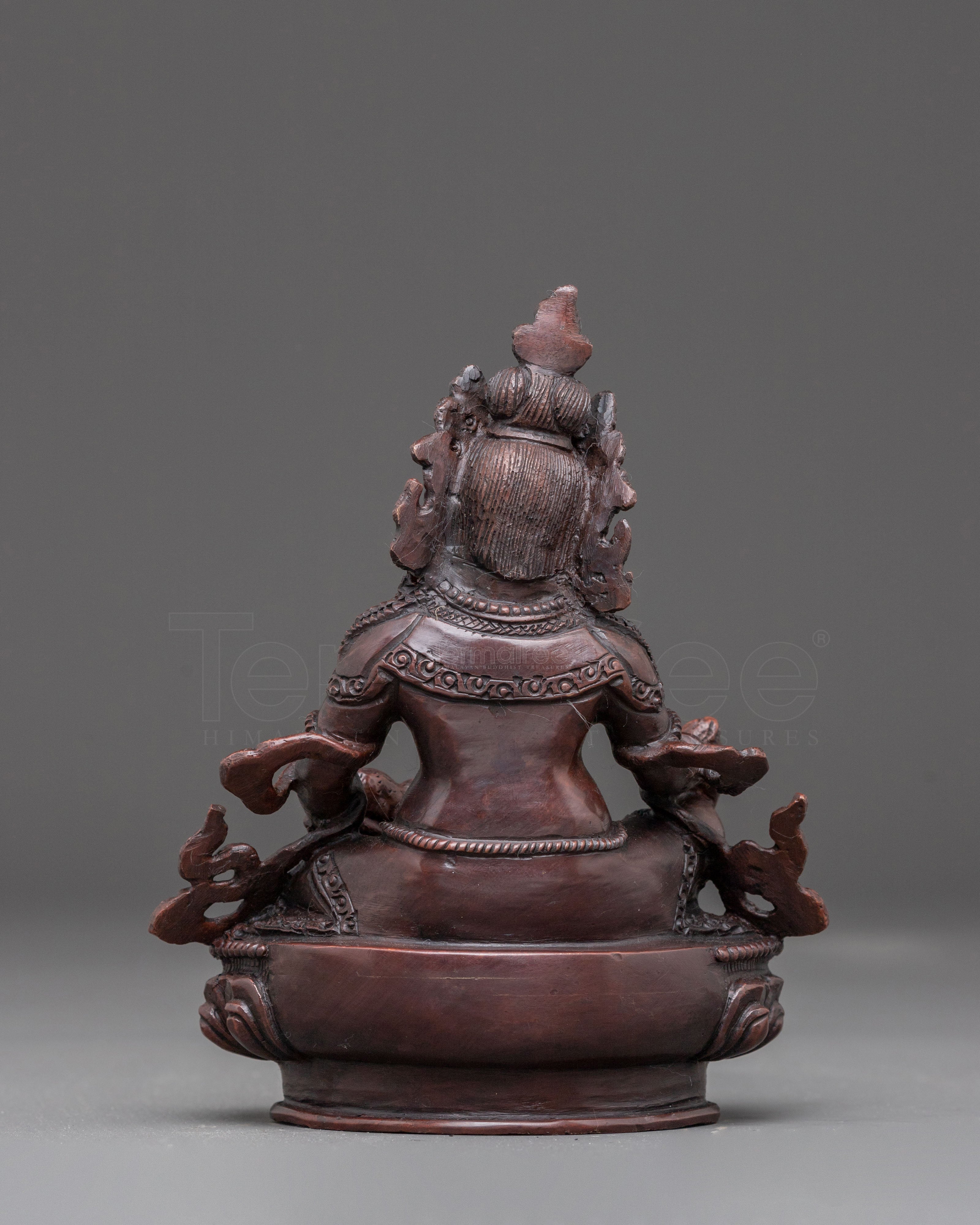 Handmade Dzambhala Oxidized Copper Statue | Wealth Deity Decor