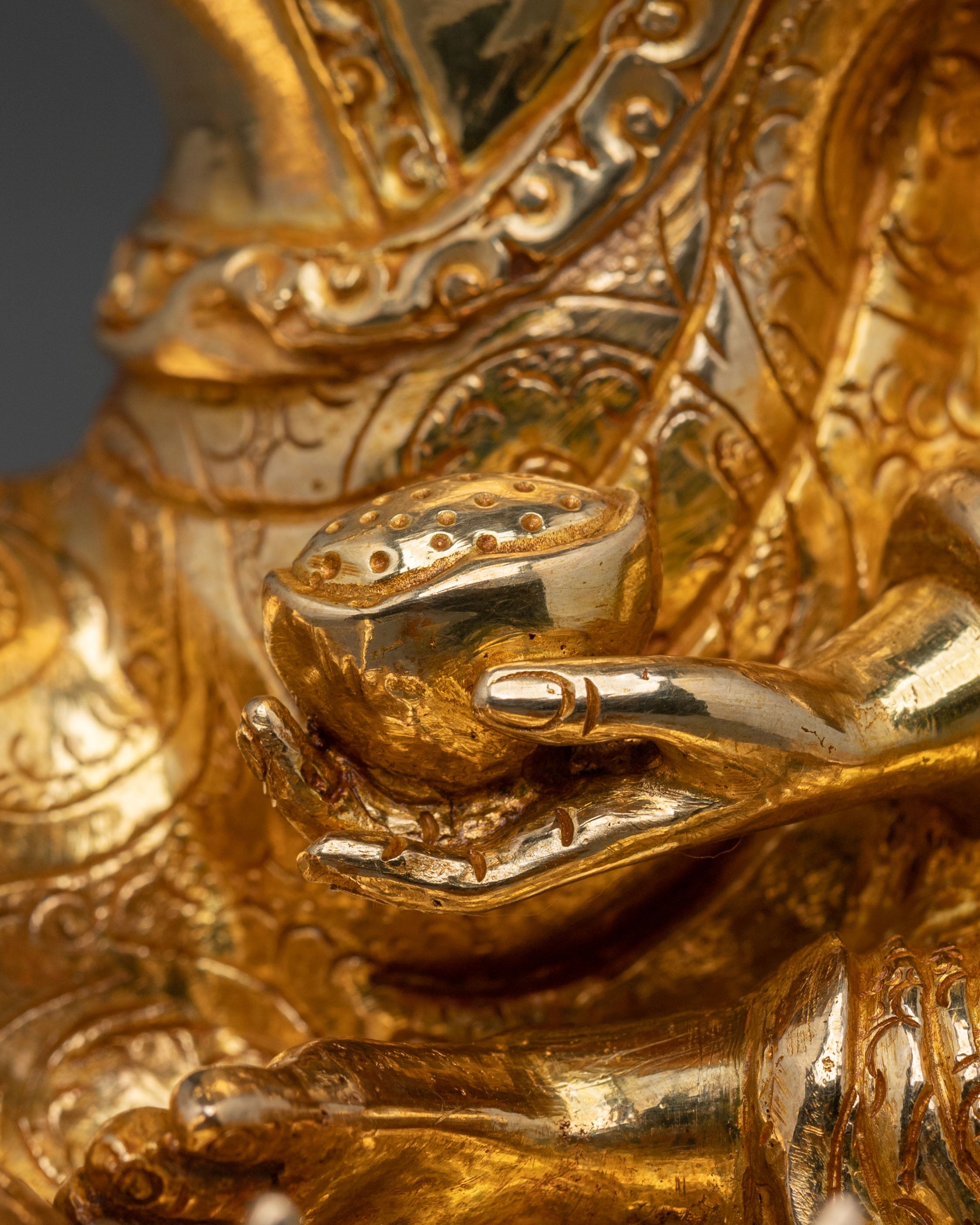 Milarepa Sacred Buddhist Figurine in 24K Gold Gilt