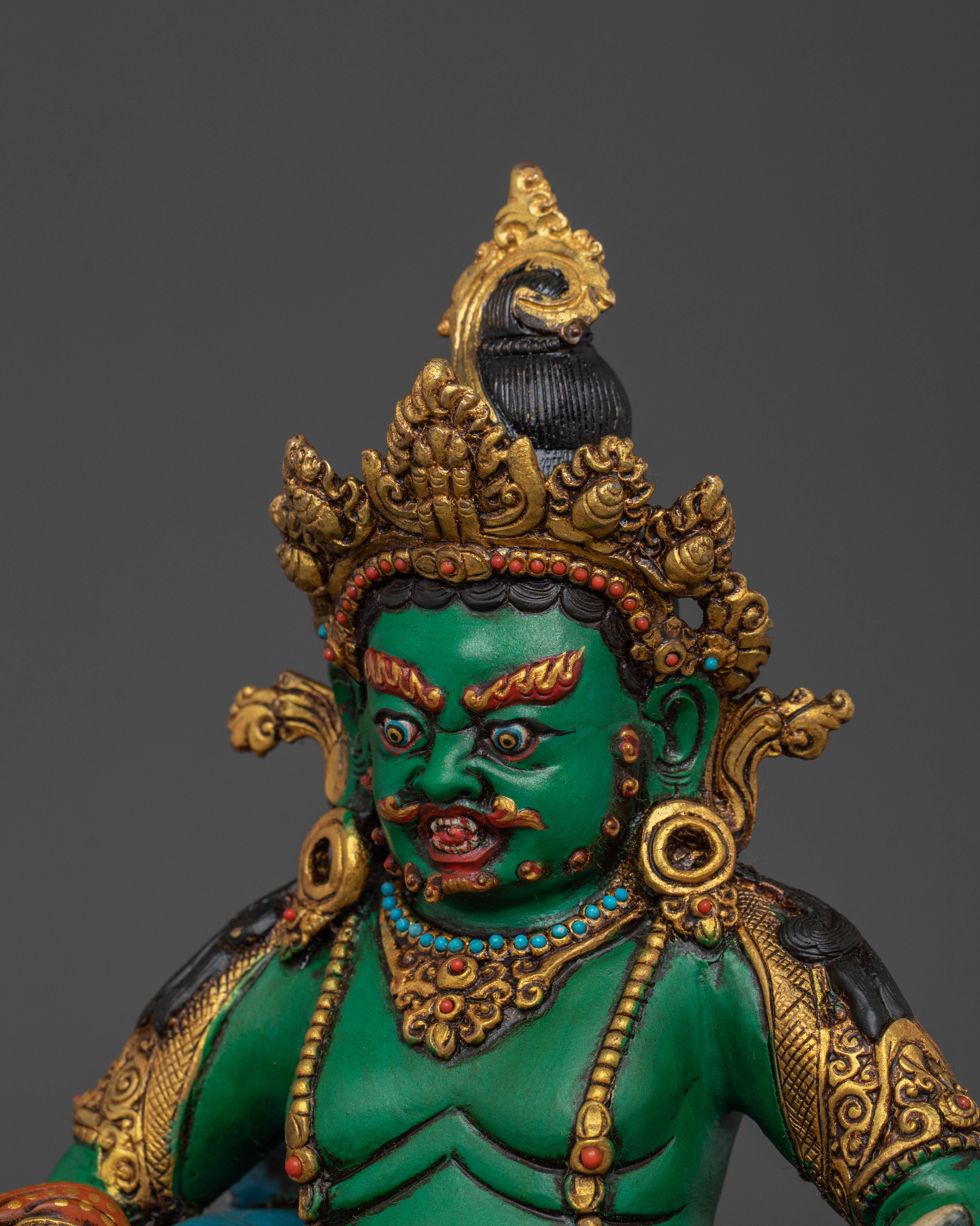 Green Dzambhala Statue | Handcrafted Wealth Deity