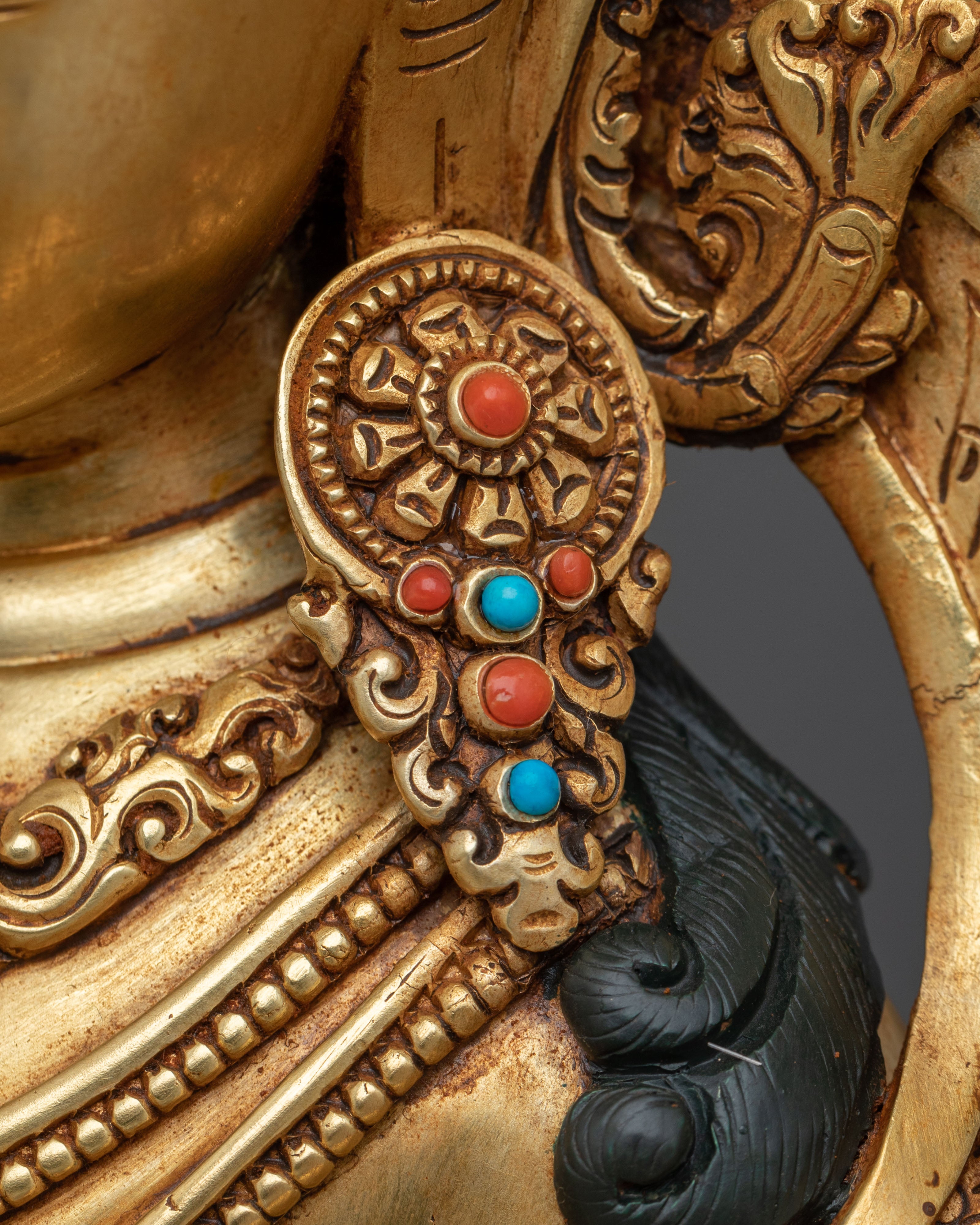 Tikshna Manjushri Meditation Statue | 24K Gold Gilded Copper Sculpture