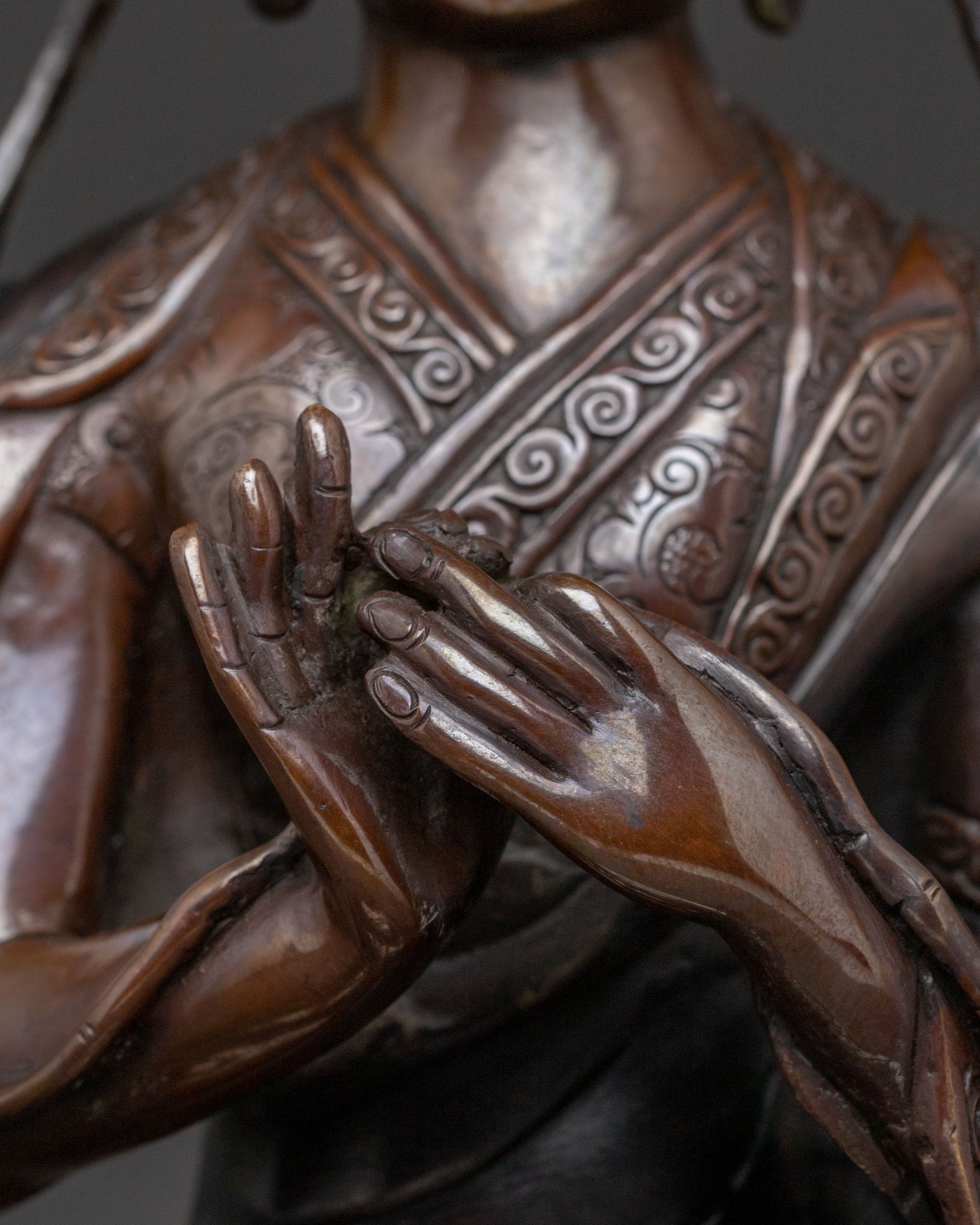 Tsongkhapa with Disciples Oxidized Copper Statue