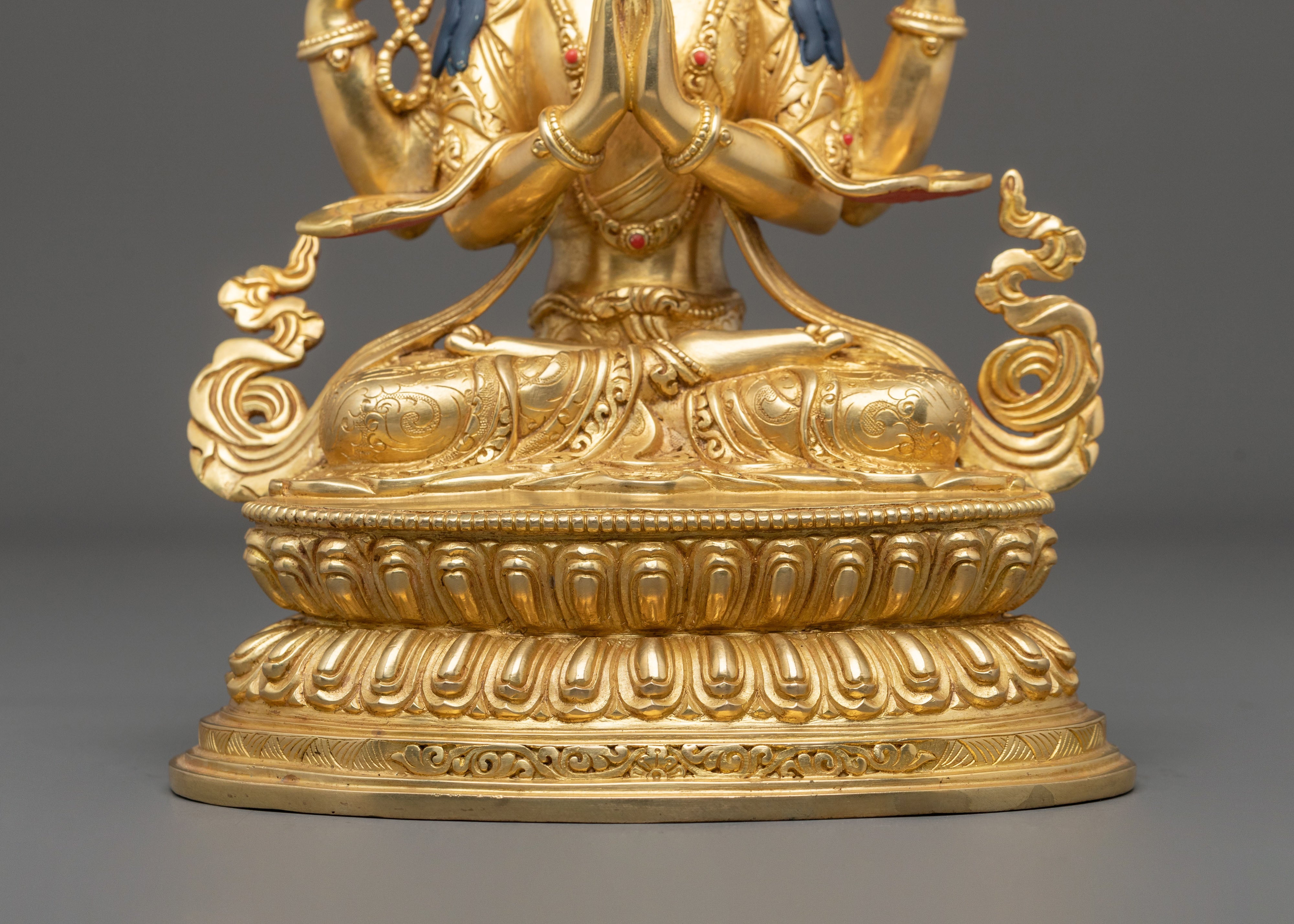 Four-Armed Chenrezig Copper Figurine | Buddhist Sculpture