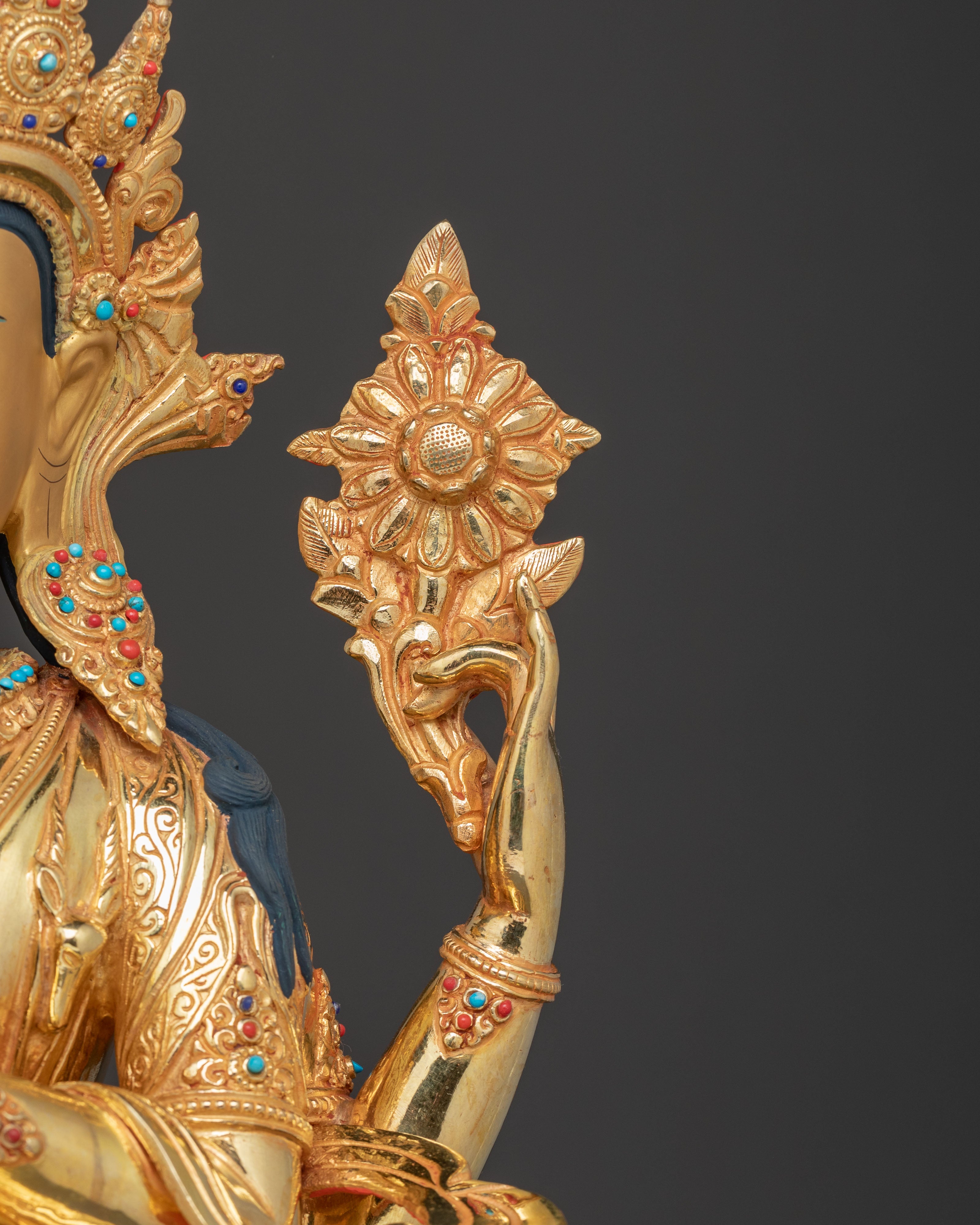 Golden Avalokiteshvara Statue: Bodhisattva of Compassion