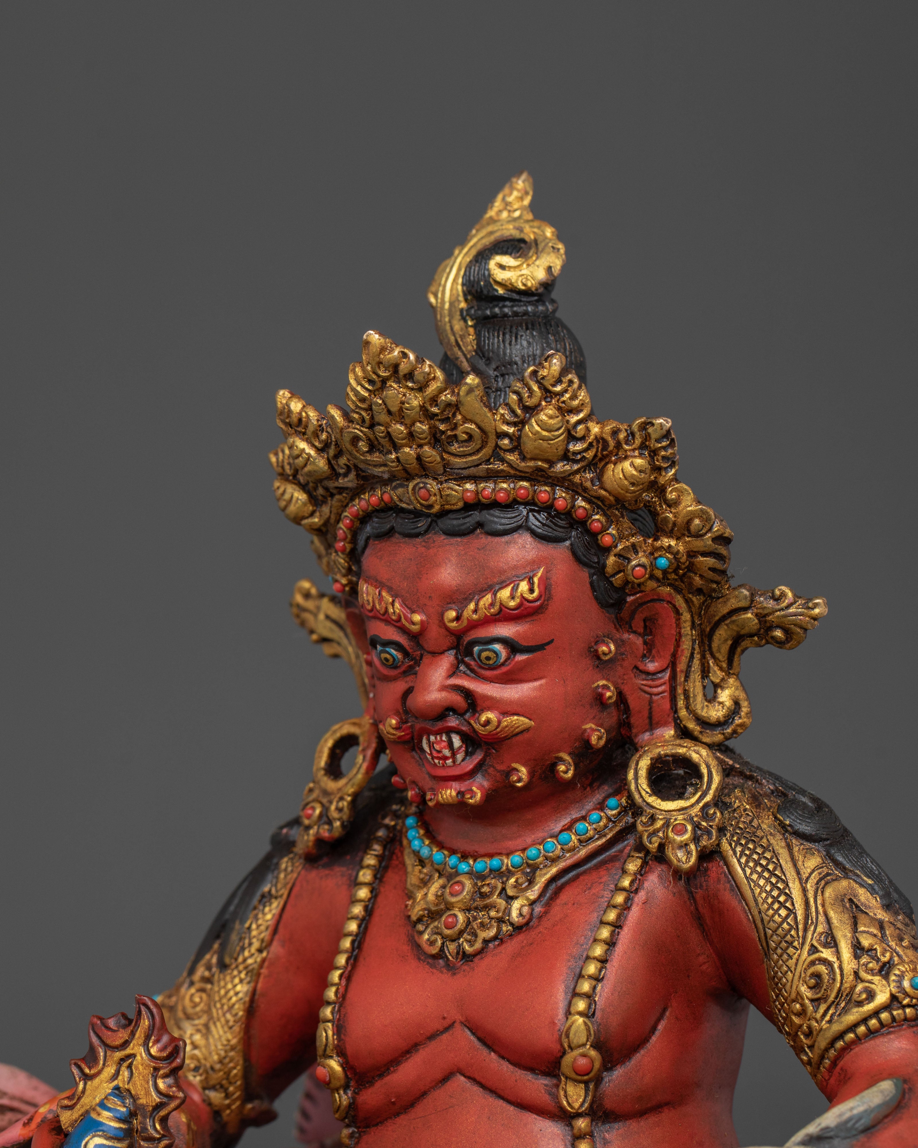 Red Dzambhala Statue | Tibetan Buddhist Deity