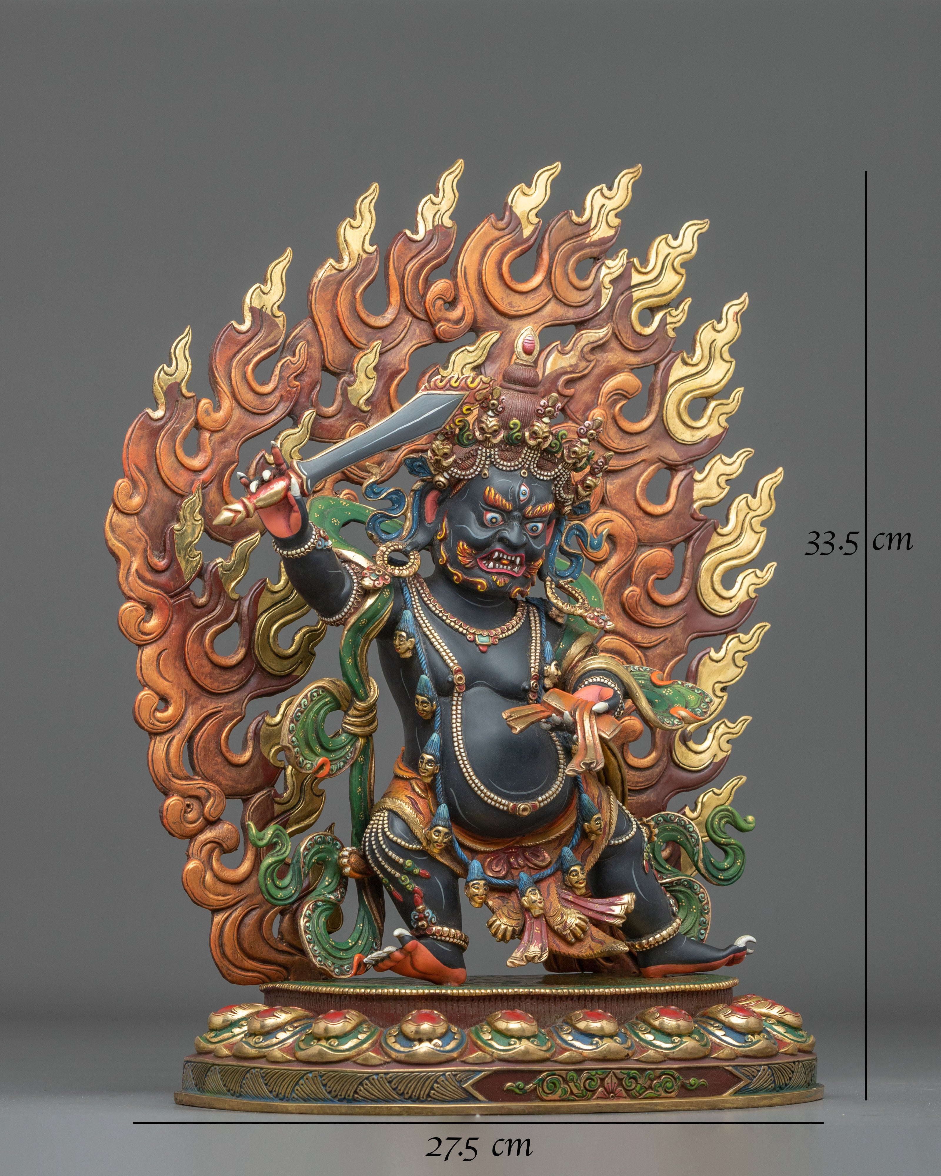Black Manjushri Copper Statue | Wisdom Deity Buddhist Sculpture
