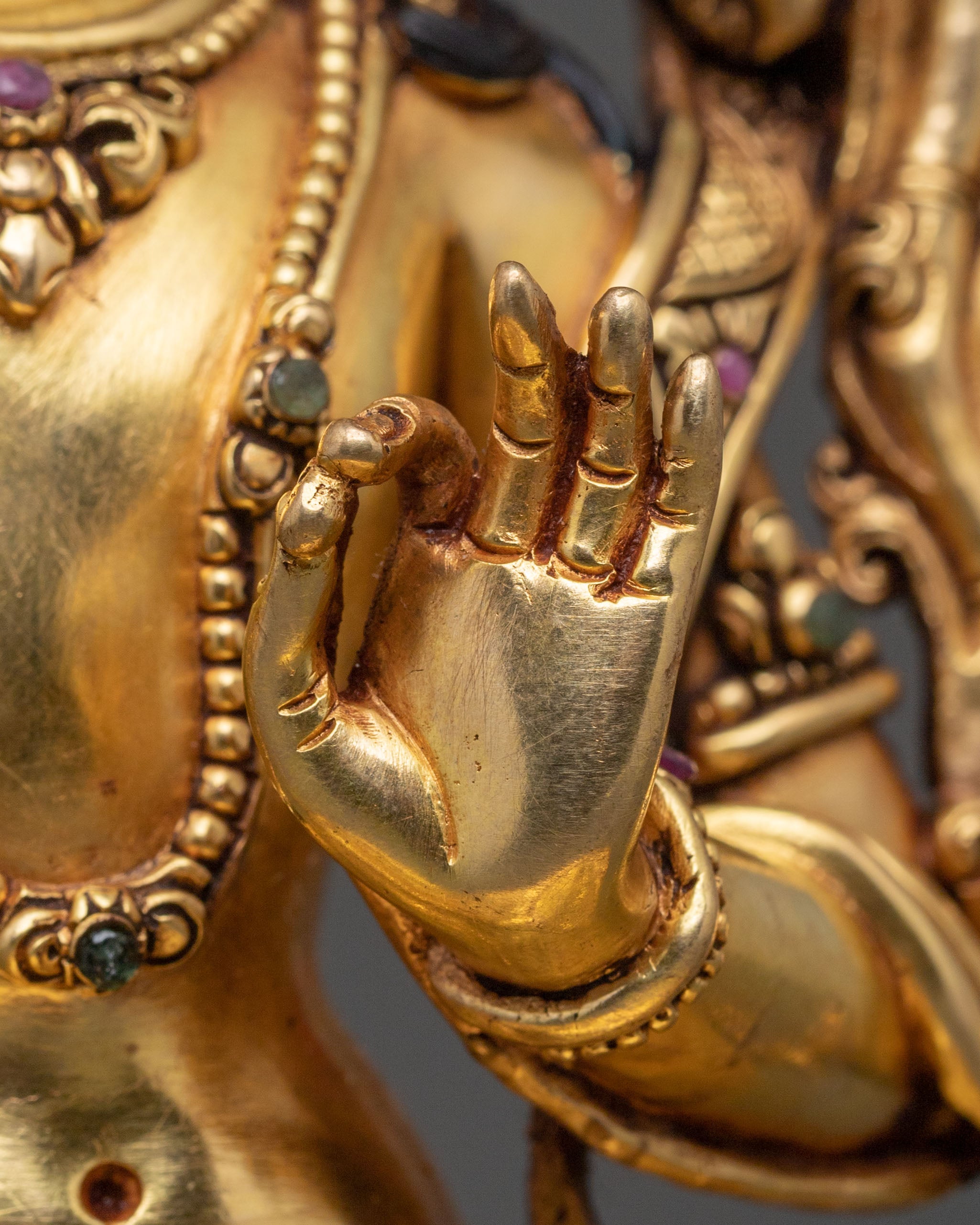 Manjushri Traditional Figurine | 24K Gilded Copper