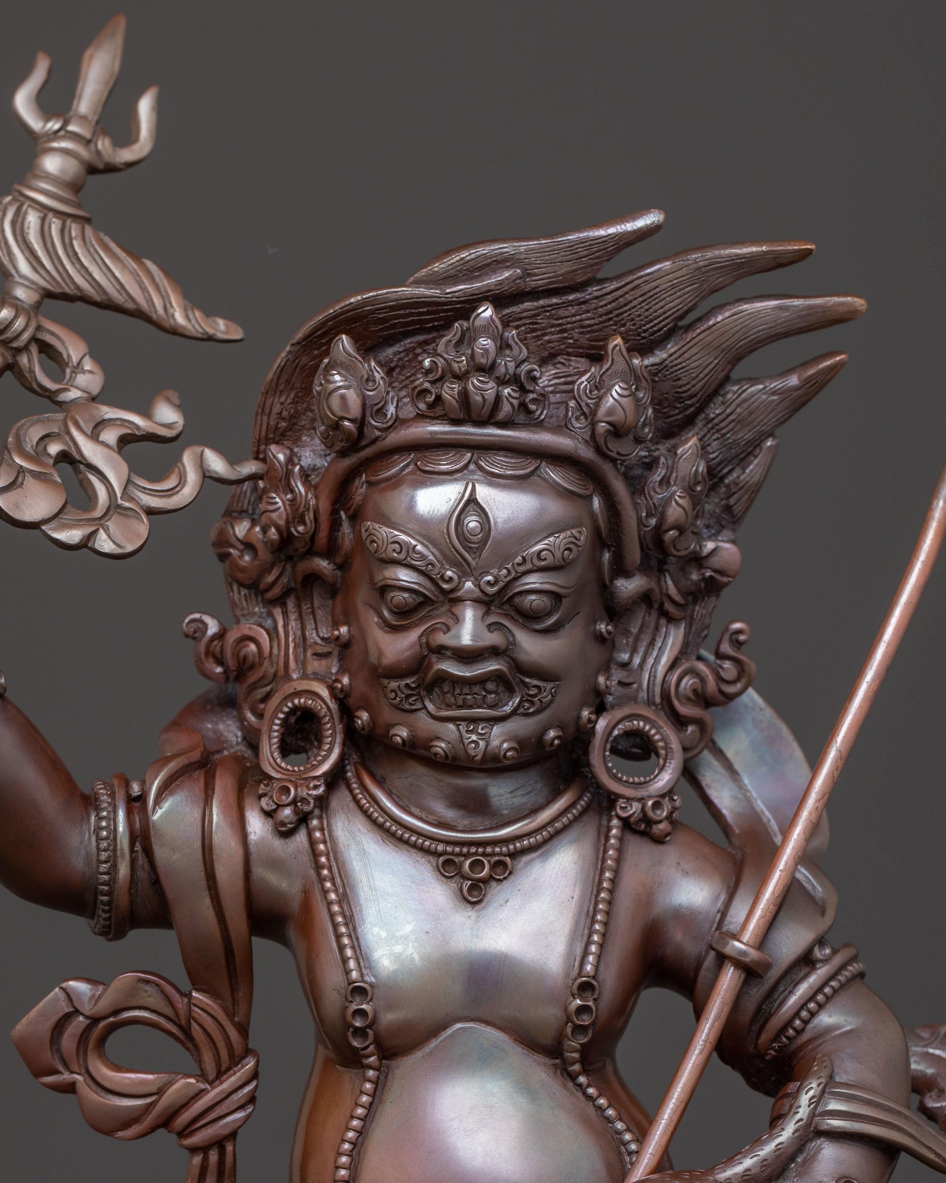 White Dzambhala Abundance Statue | Oxidized Copper Art