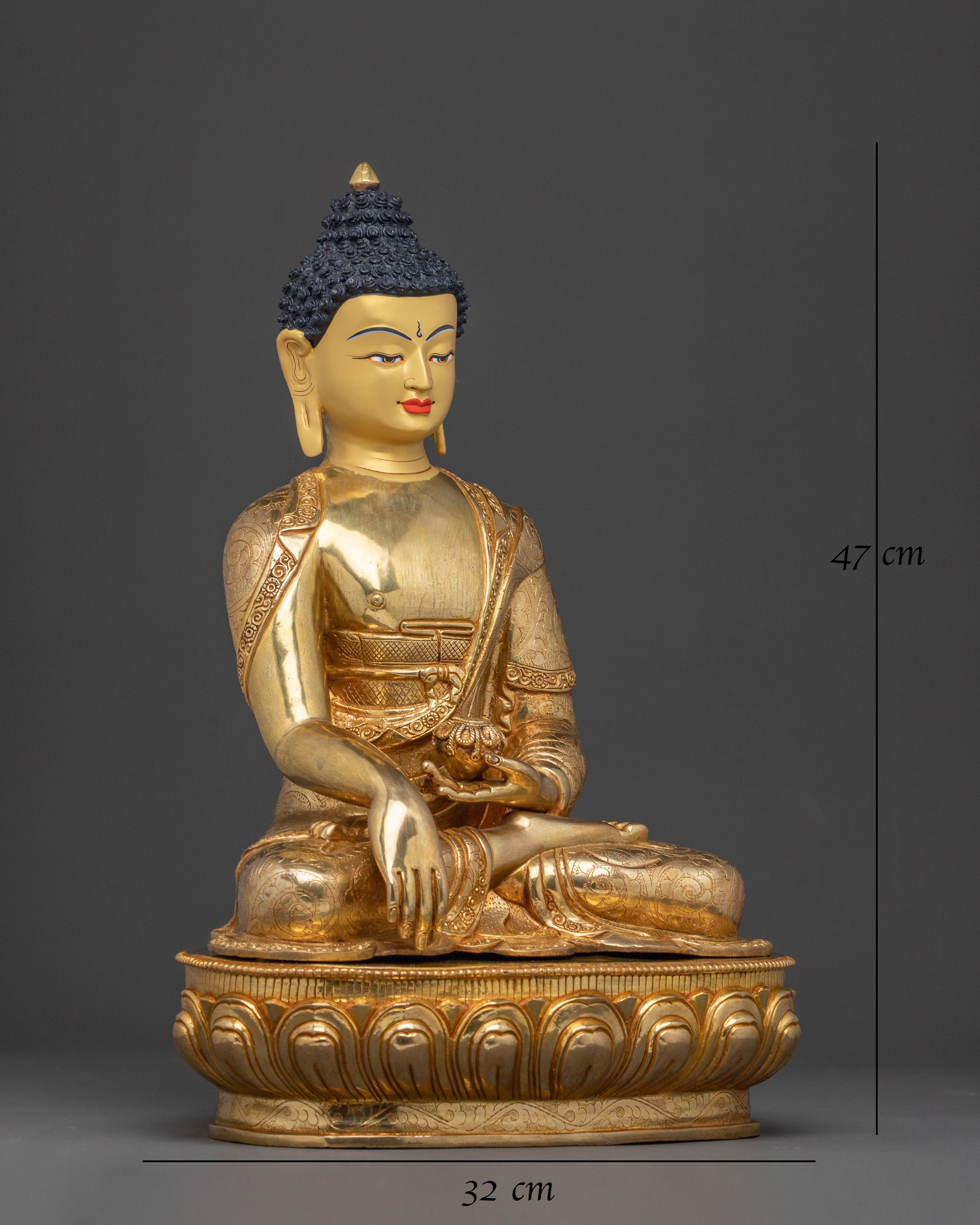 Handcrafted Divine Shakyamuni Buddha Statue: 24K Gold Gilded Serenity