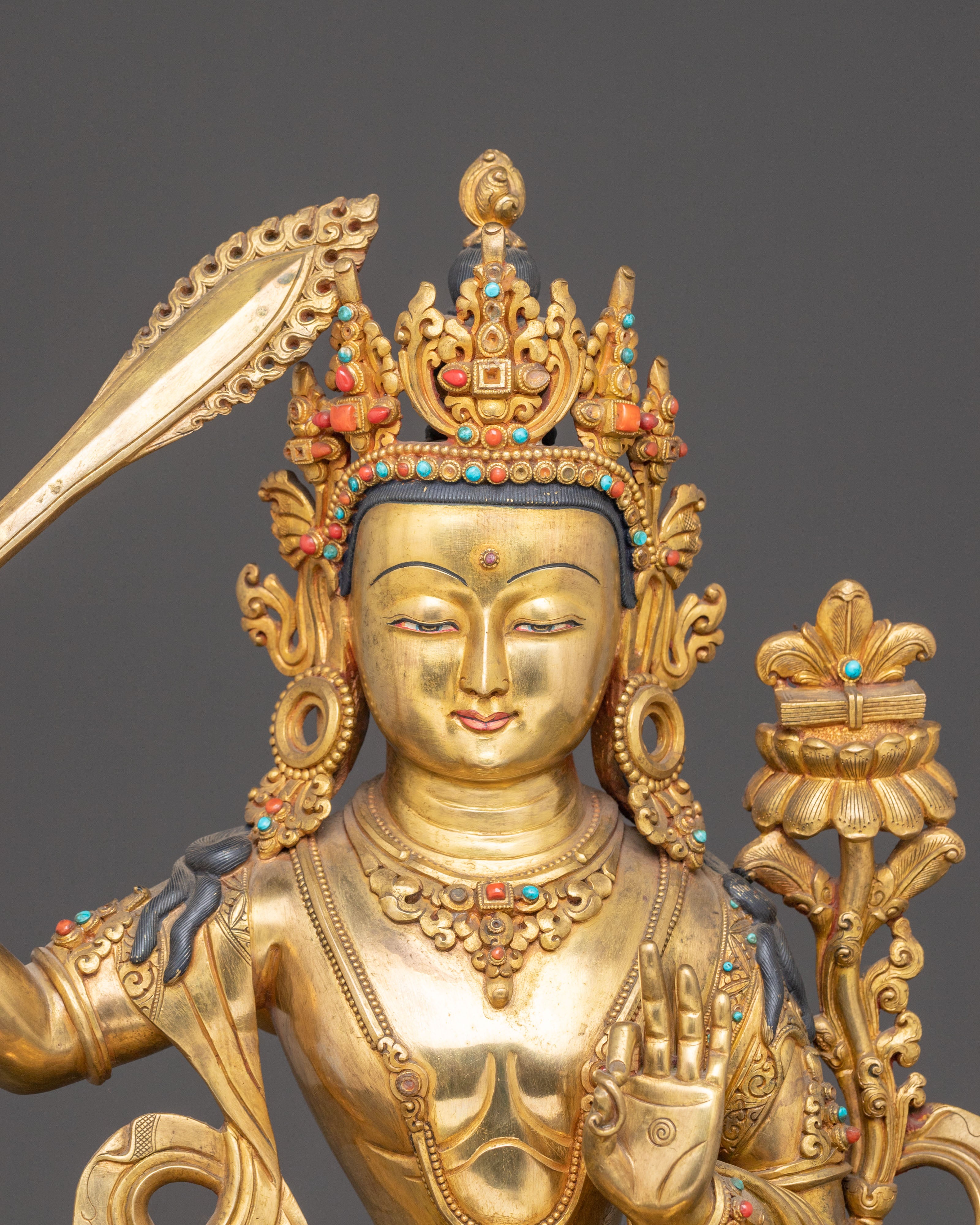 Manjushri Bodhisattva Handcrafted Statue | Traditional Himalayan Art