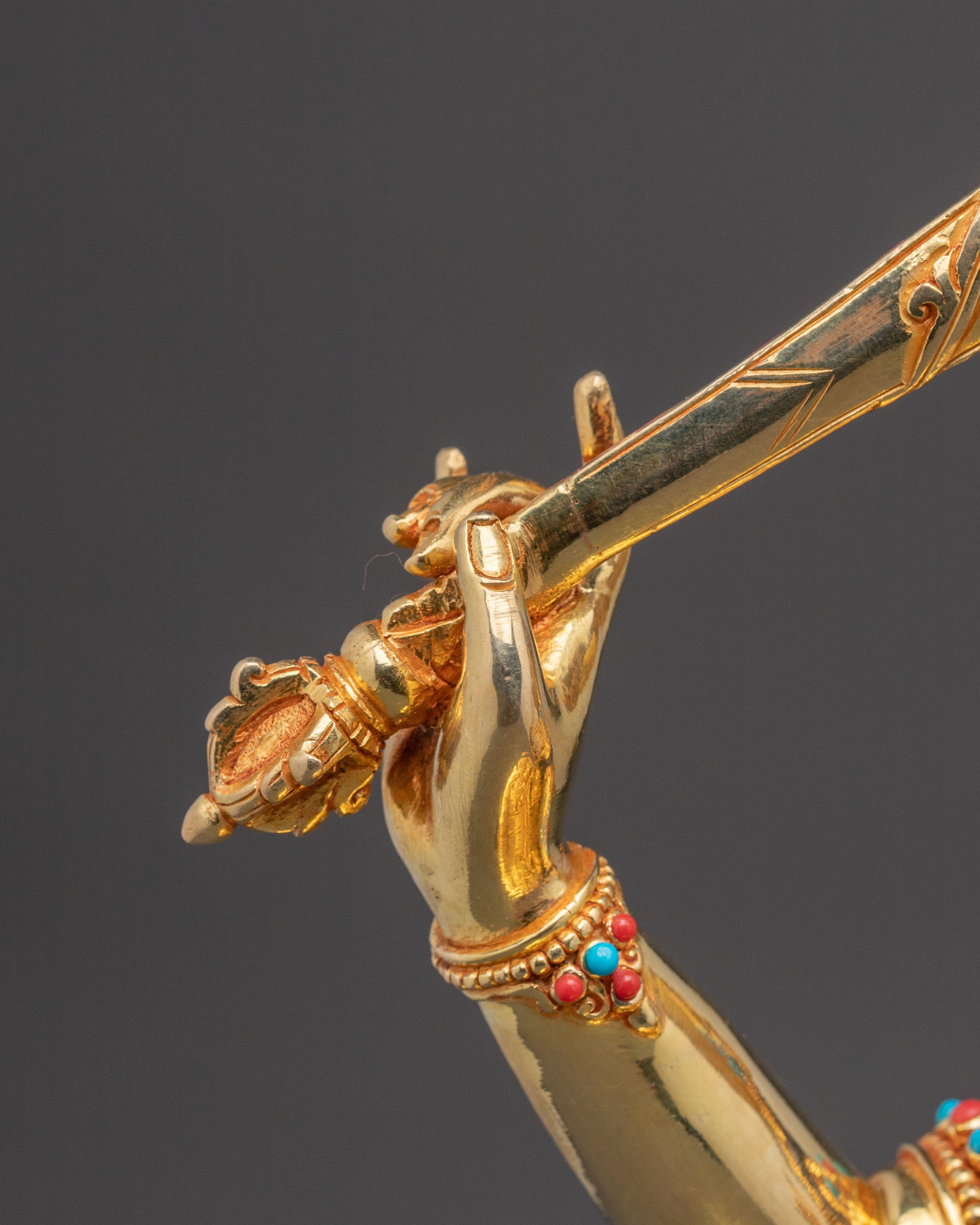 Manjushri Wisdom Icon Statue| Handcrafted Copper Wisdom Deity