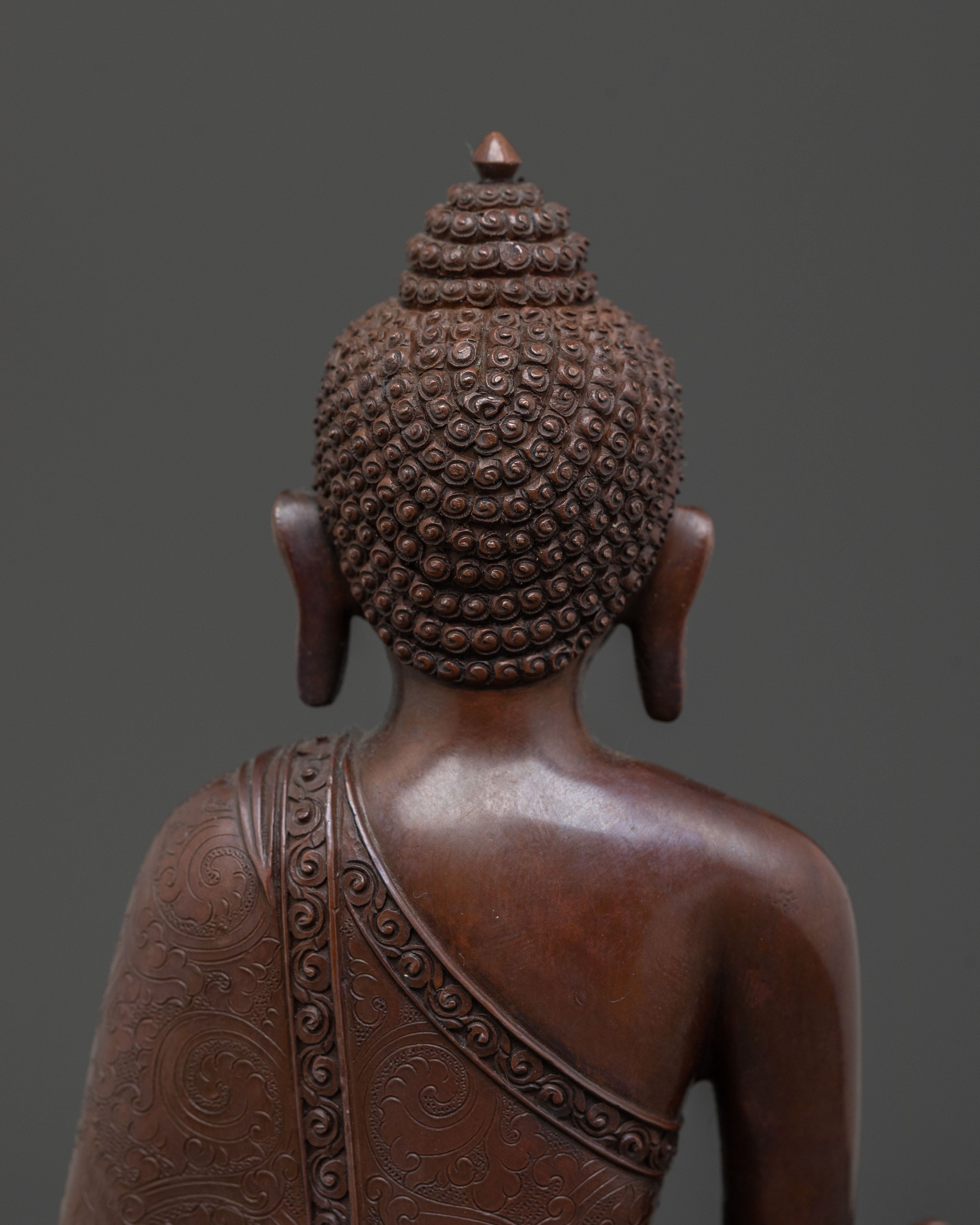 Handmade Medicine Buddha: Oxidized Copper Figurine