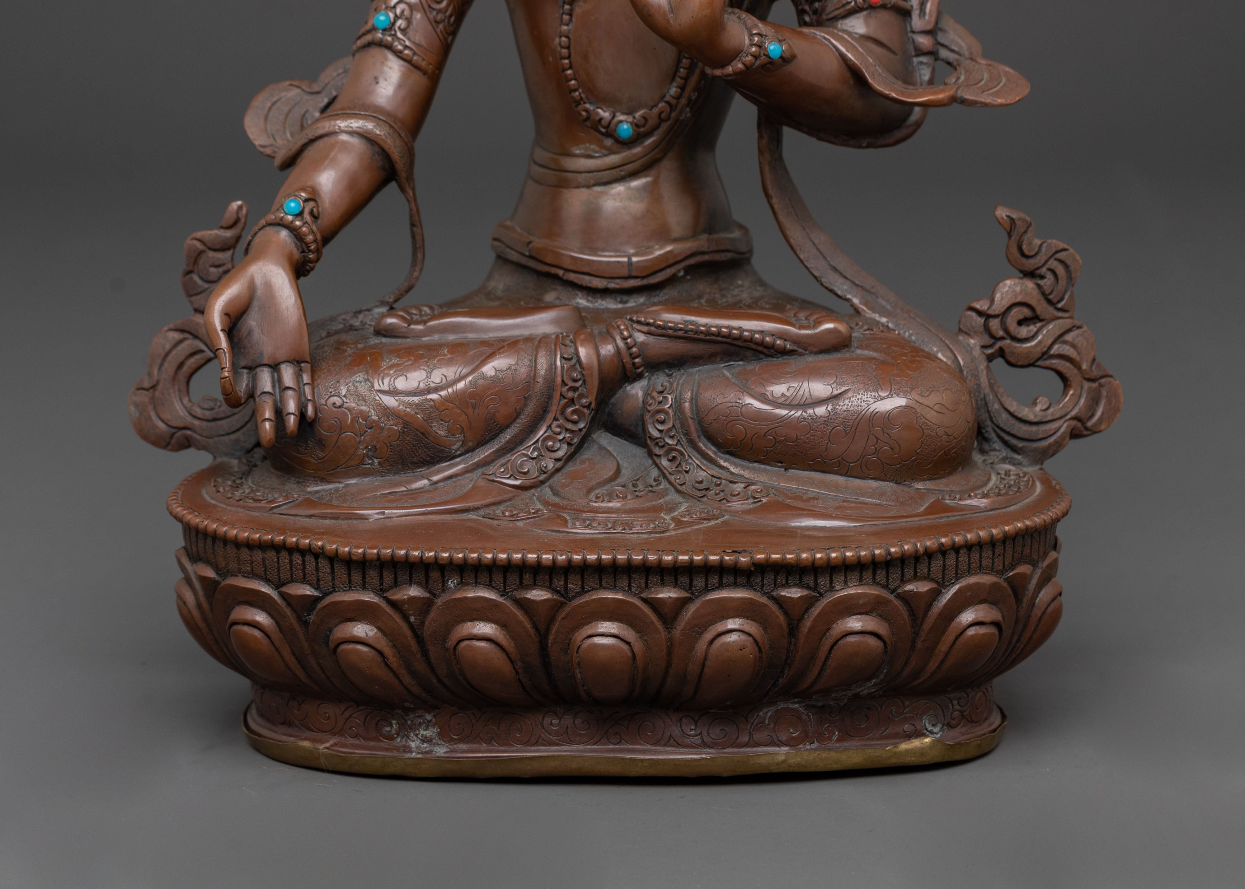 White Tara Copper Statue for Spiritual Decor | Traditional Sculpture