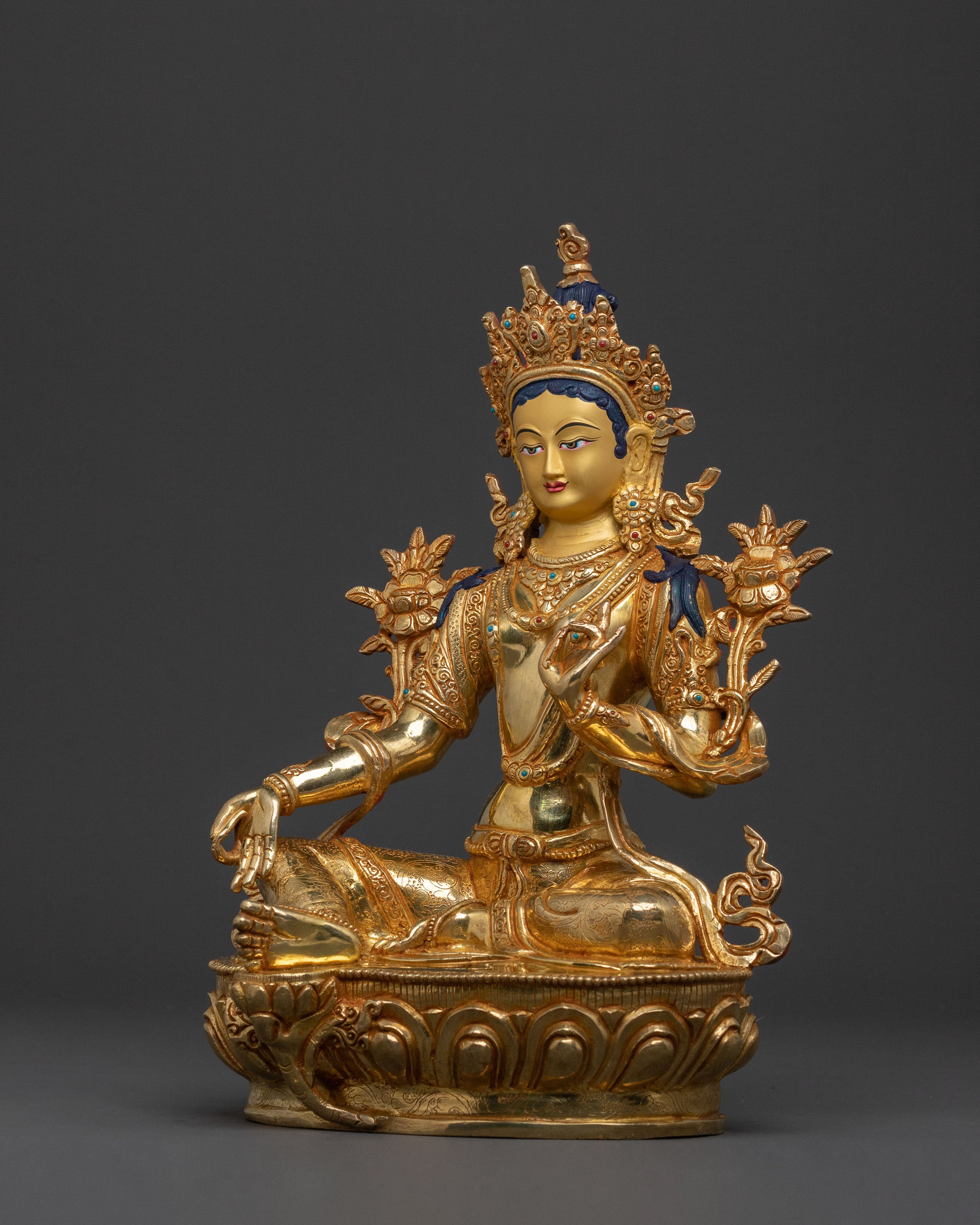 Handcrafted Green Tara Compassion Goddess Statue