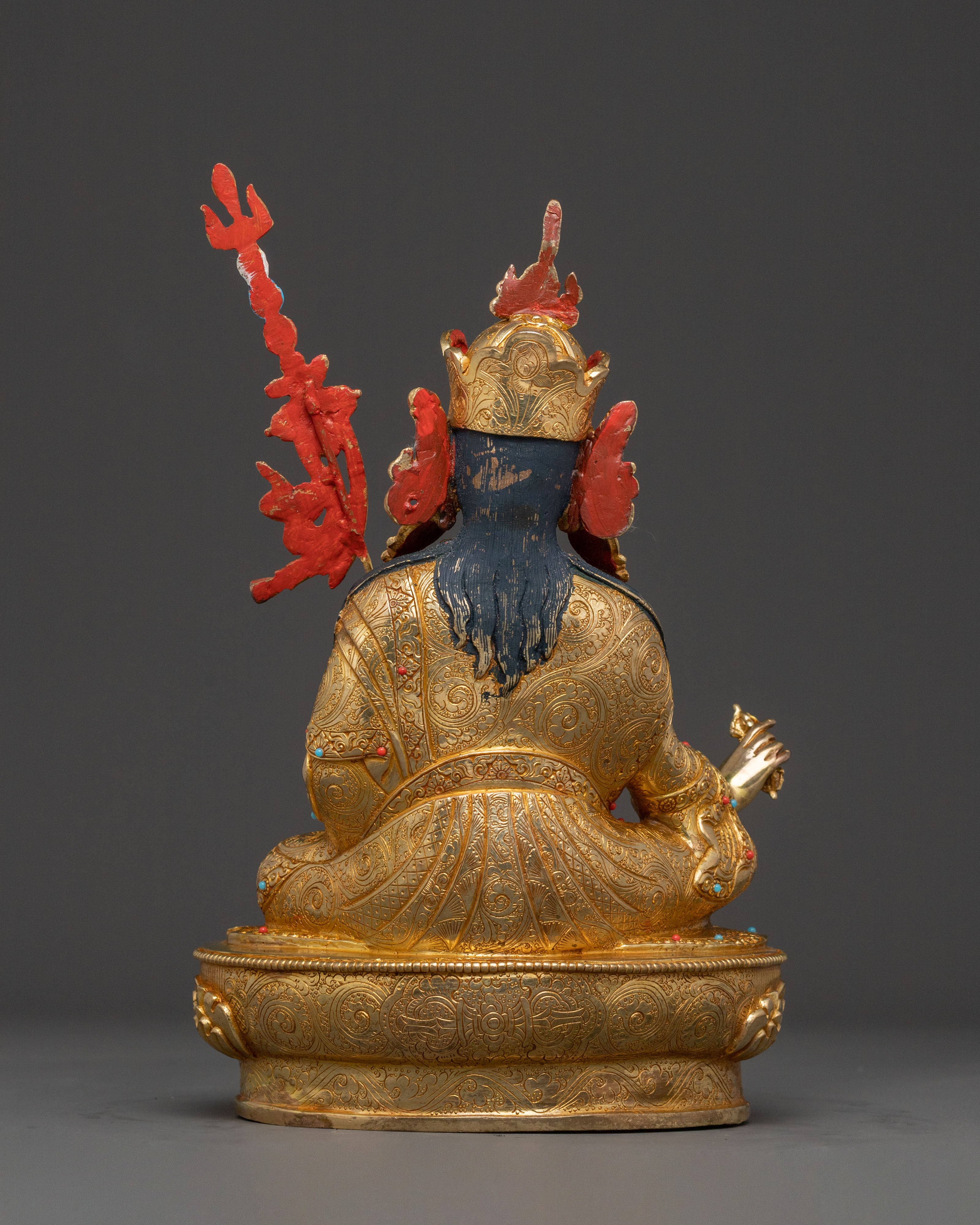 Padmasambhava Mystic Master Statue: 24K Gold Gilded Copper