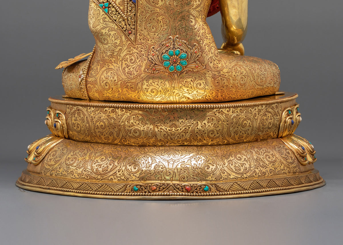 Crown Shakyamuni Buddha Figurine | 24K Gold-Gilded Buddha Statue