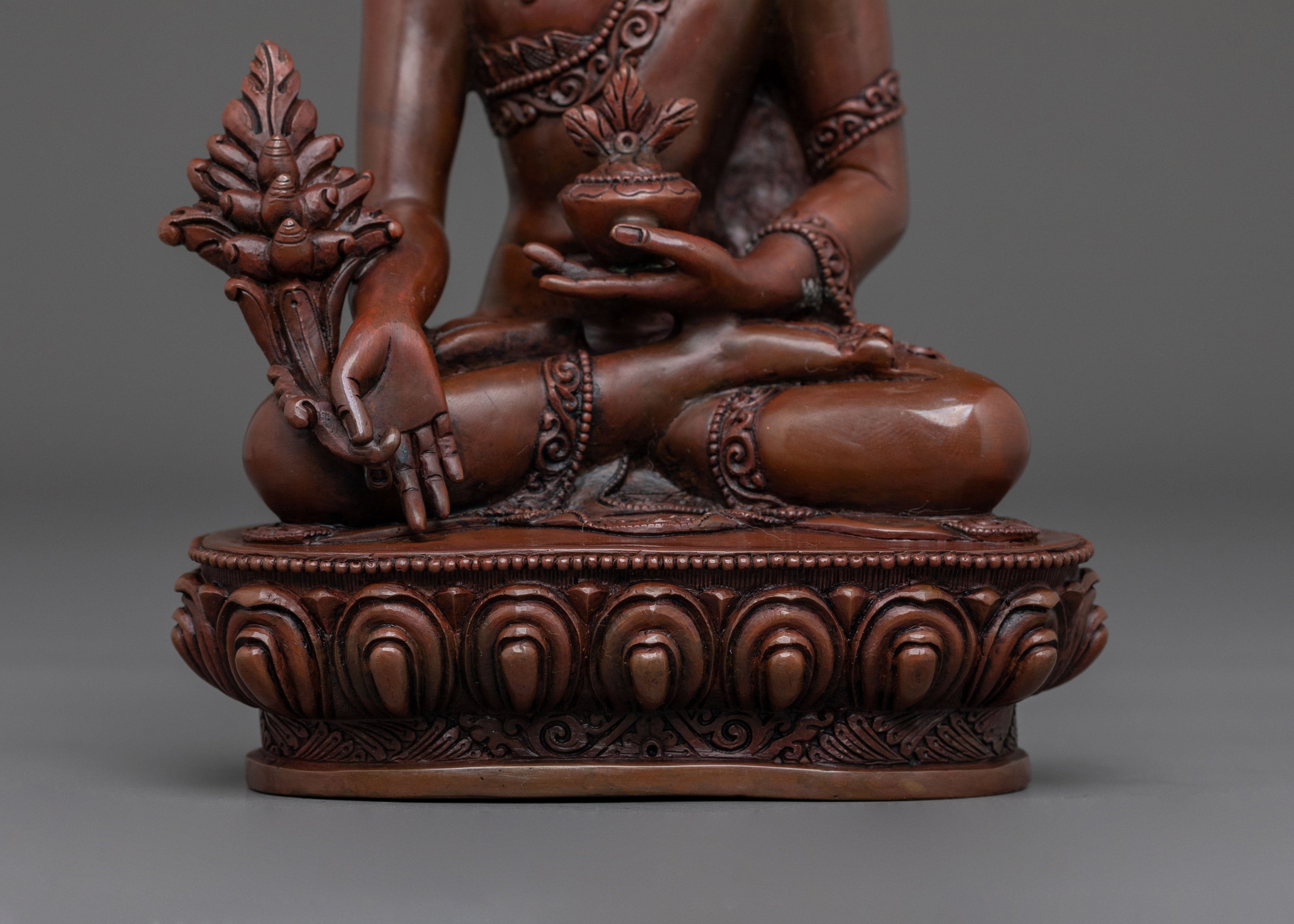 Medicine Buddha Figurine of Spiritual Healing | Oxidized Copper Art