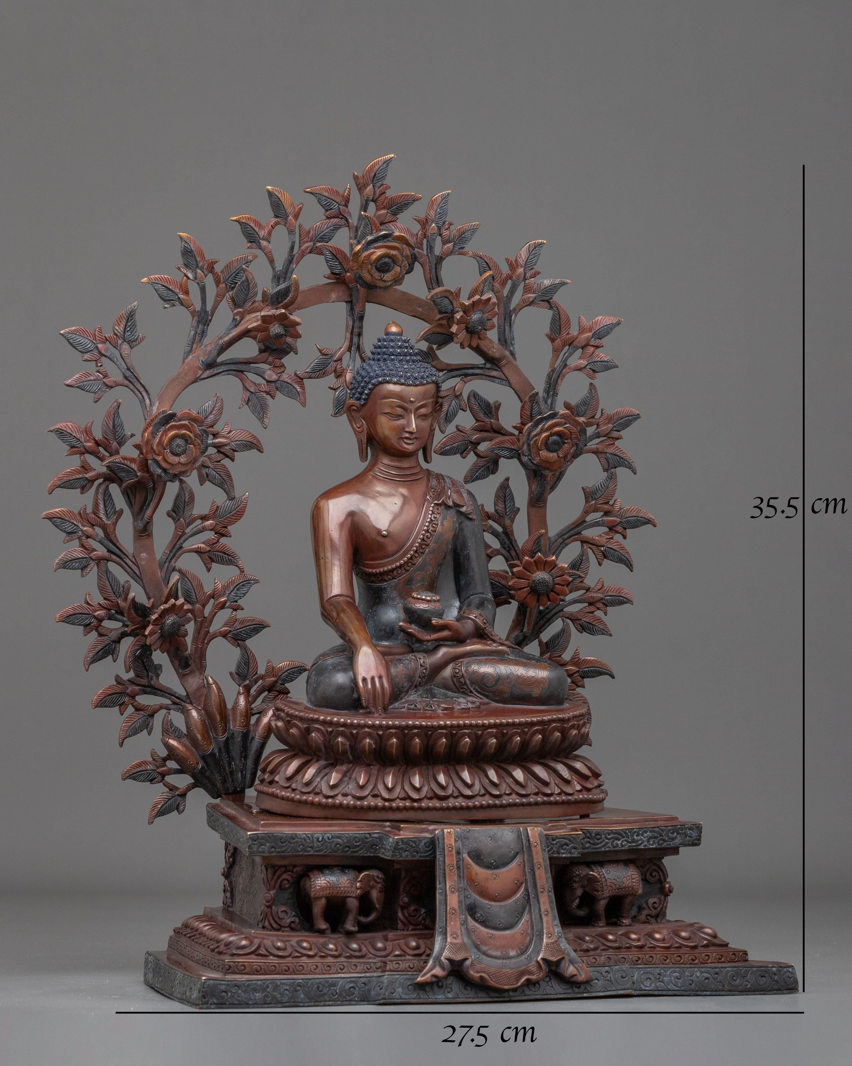 Shakyamuni Buddha Sculpture | Oxidized Copper Altar Statue