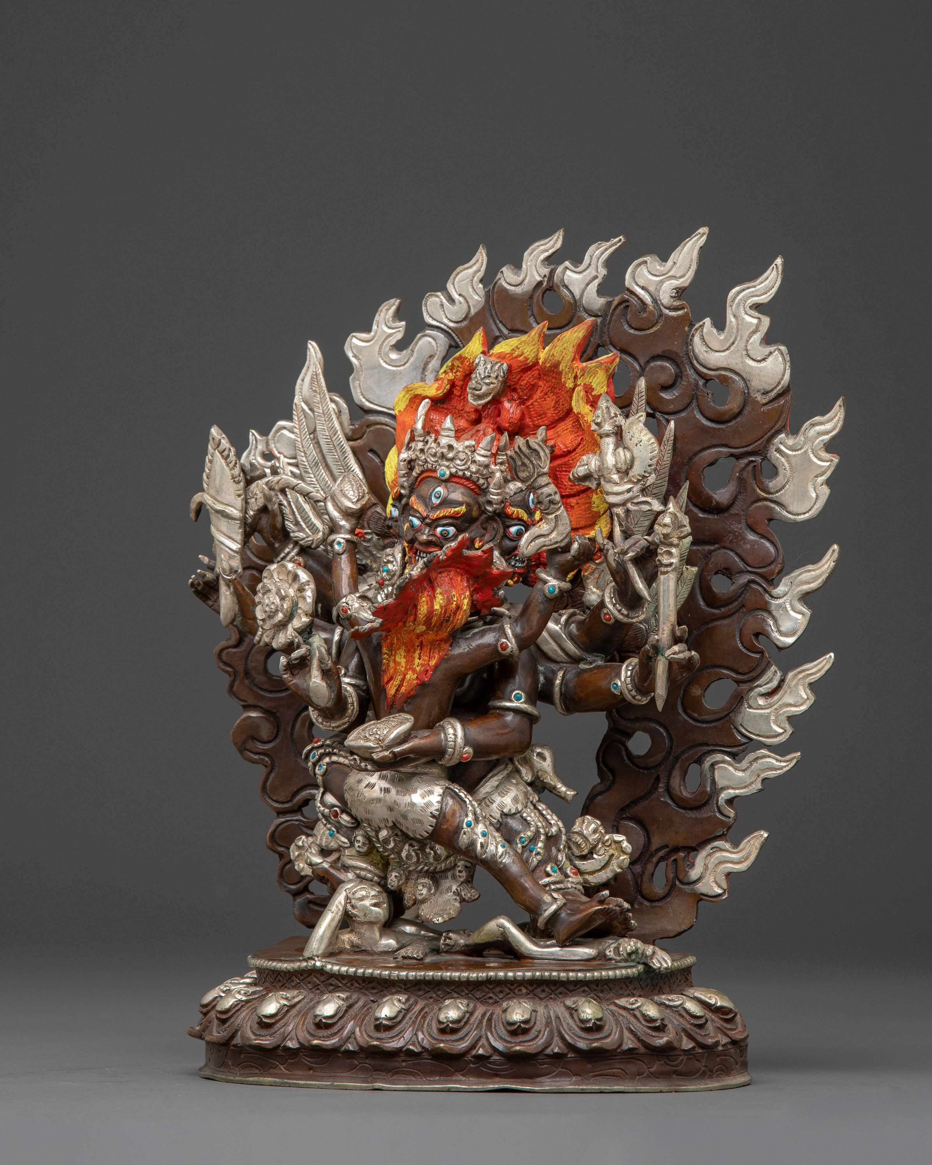 Hayagriva Vajrayana Deity - Oxidized Copper Spiritual Statue