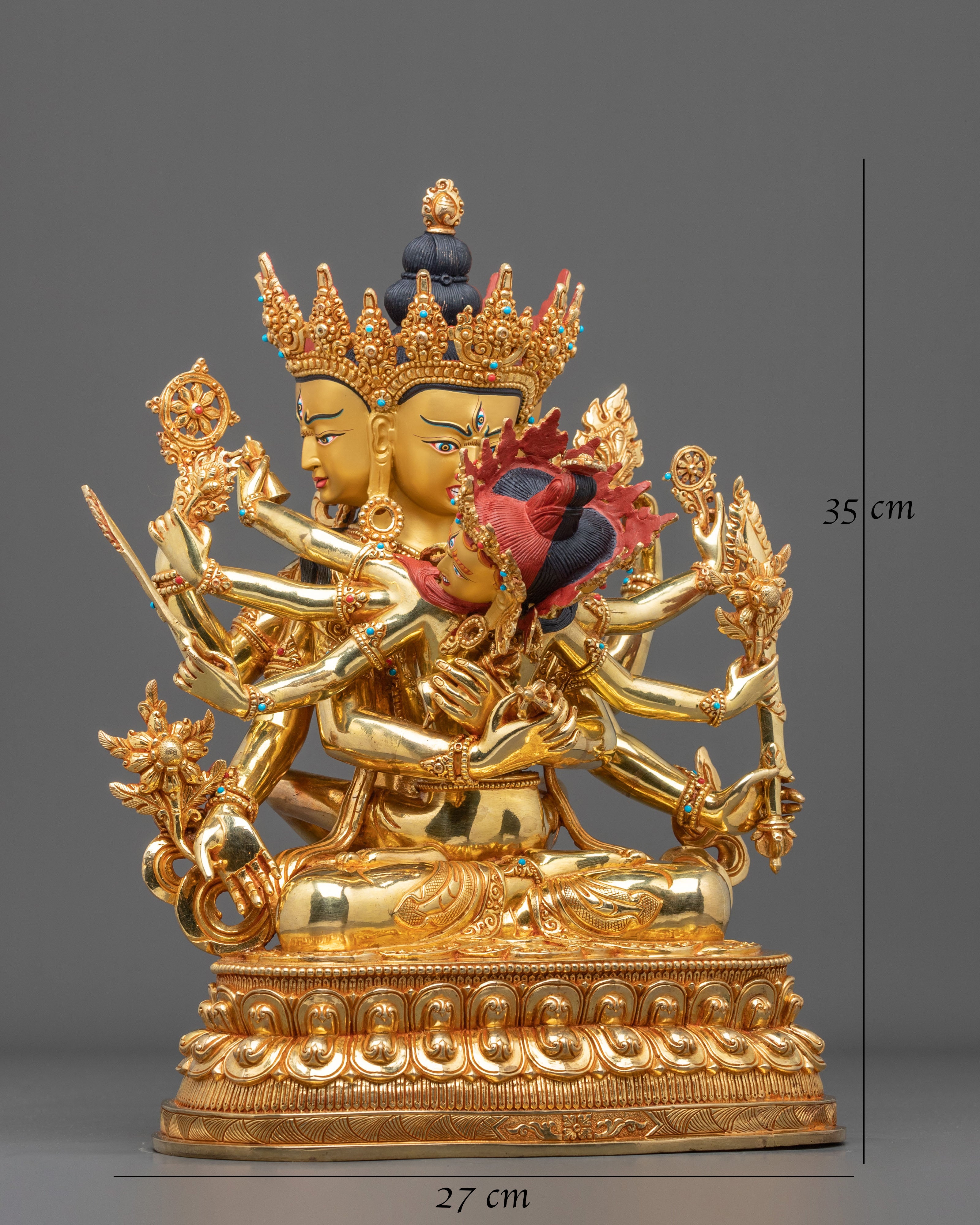 Guhyasamaja Tantric Buddha Statue | 24K Gilded Copper Statue