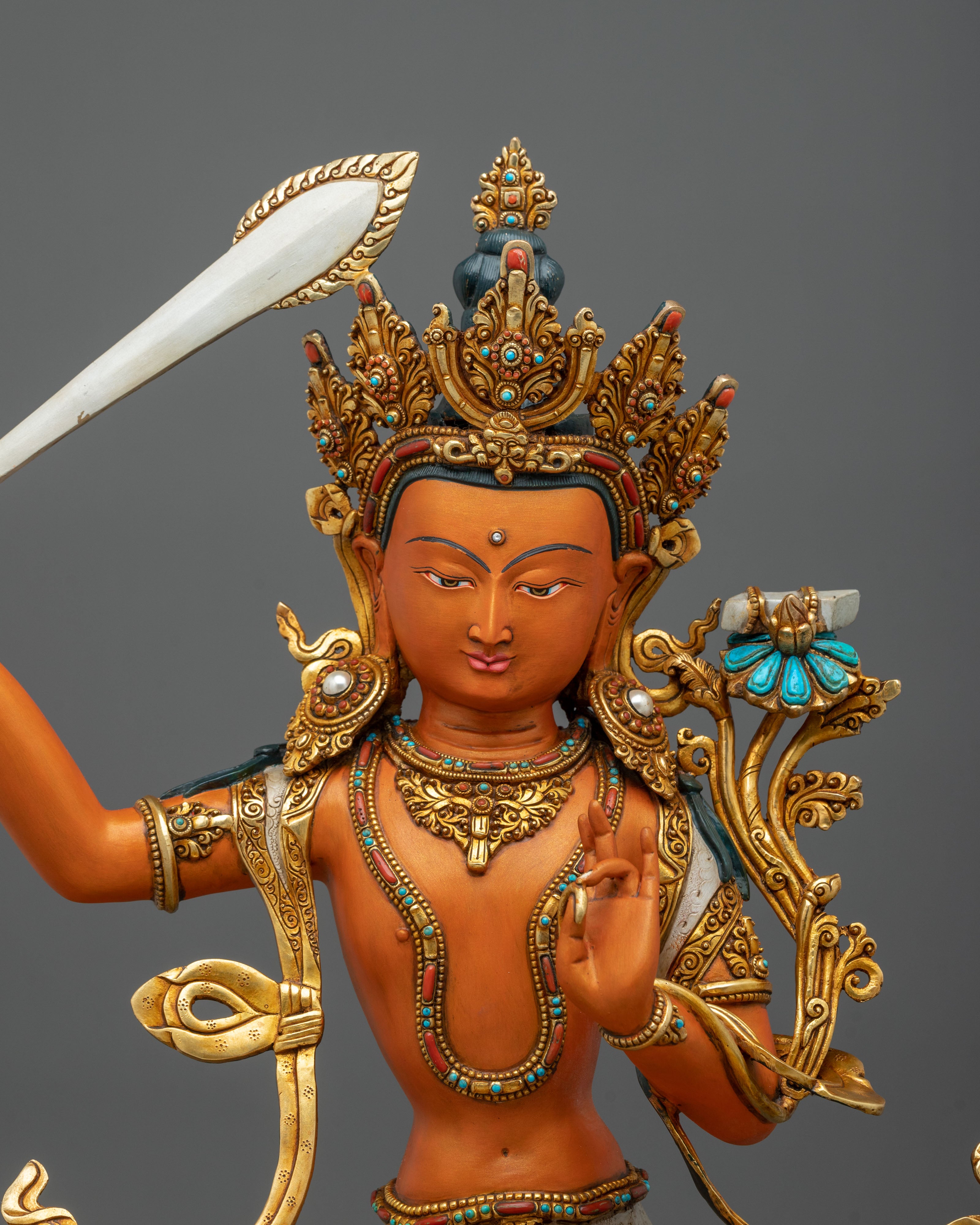 Manjushri Statue with 24K Gold Gilding | Made in Nepal