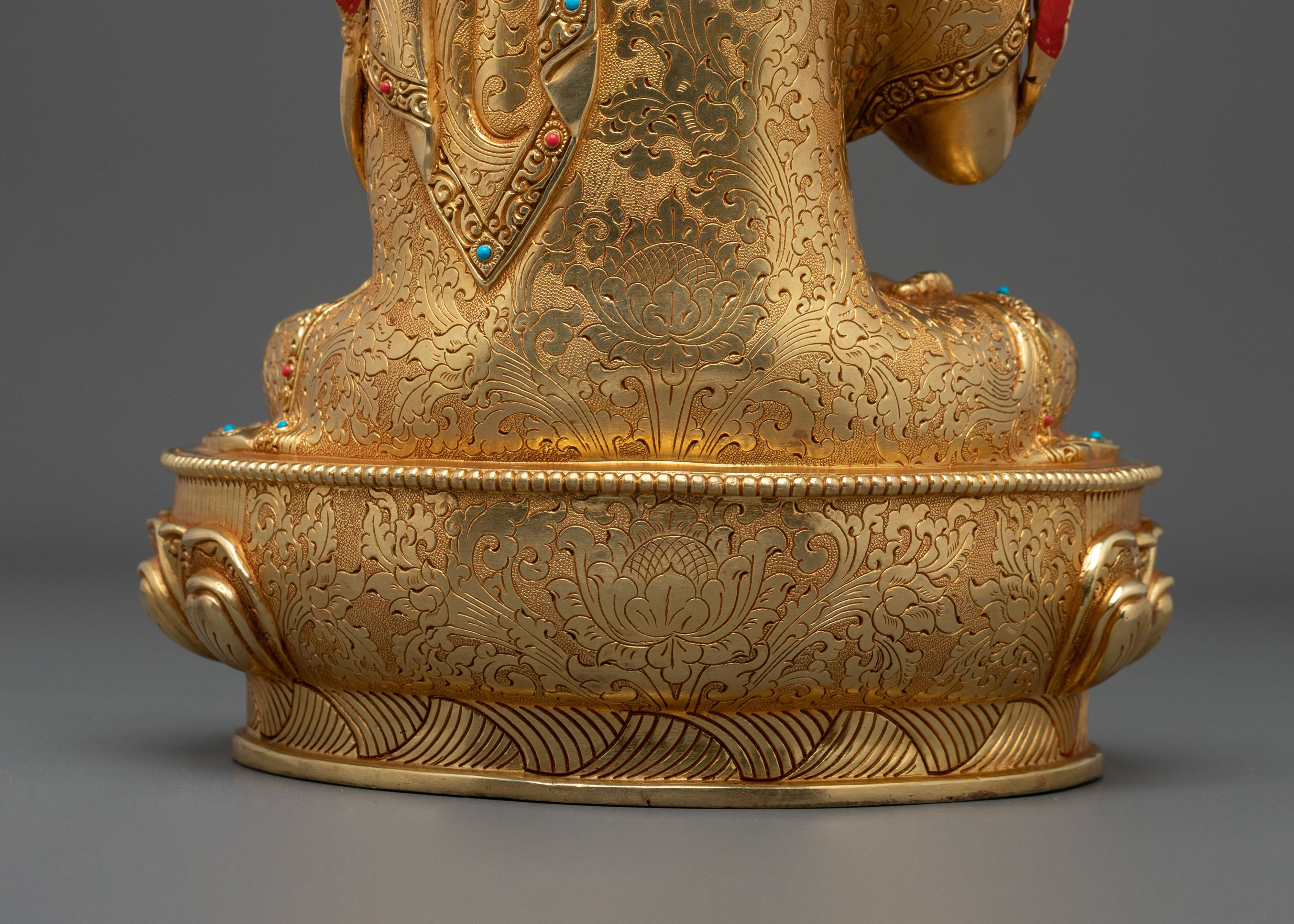 Tsongkhapa Spiritual Sculpture: Hand-Gilded Copper