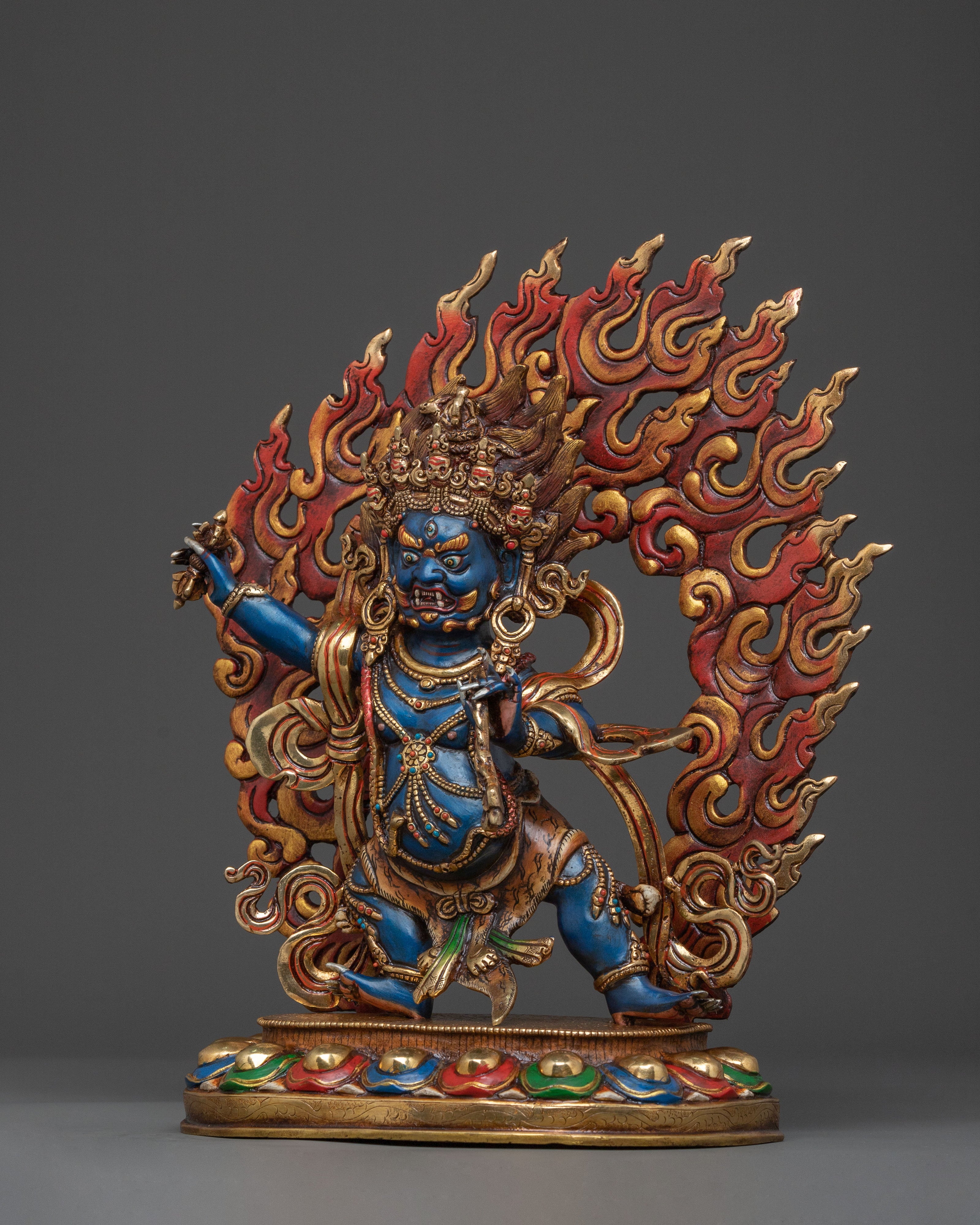 Powerful Vajrapani Spiritual Figurine with Gemstones