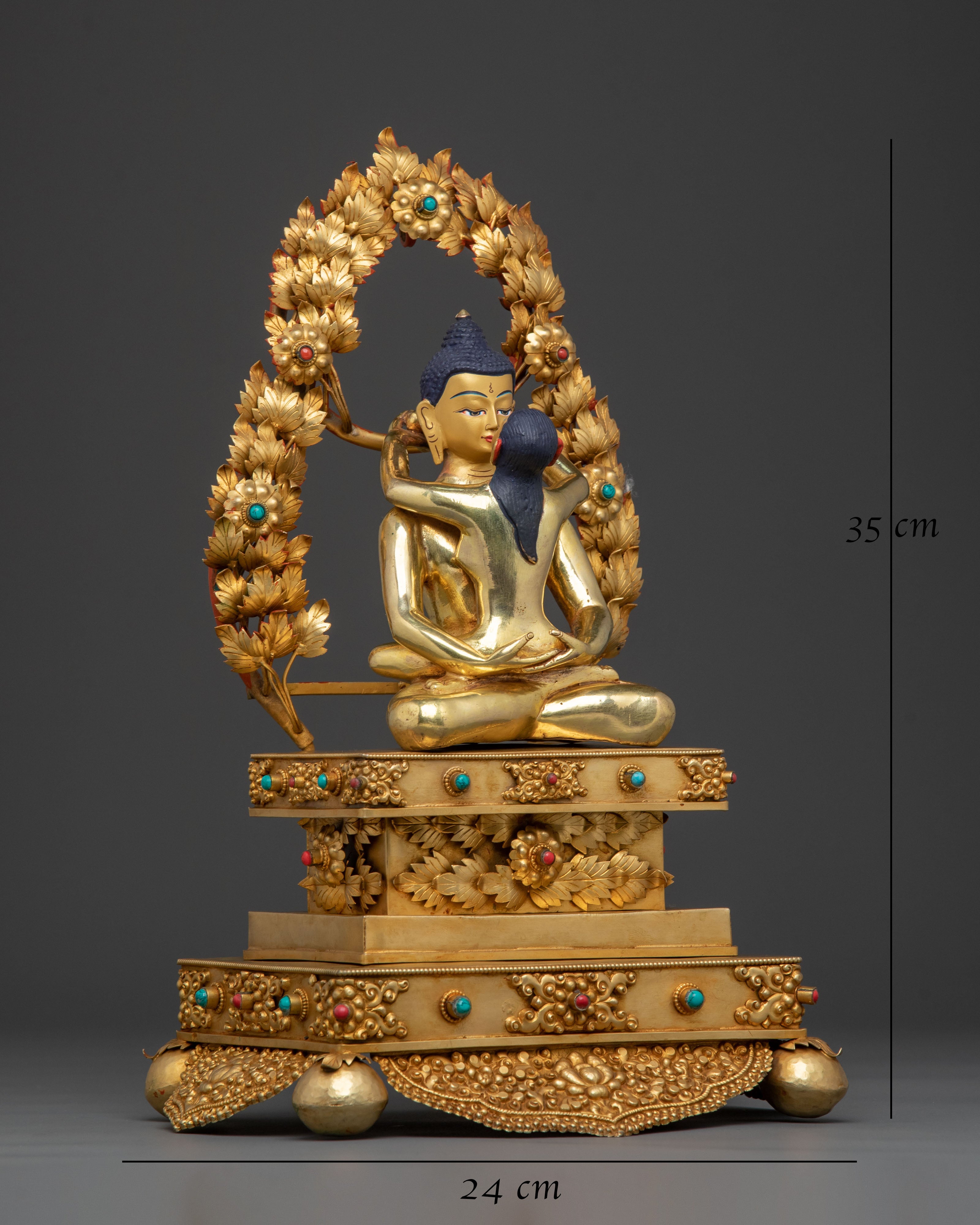 Samantabhadra Statue with Consort on Throne | Home Decor