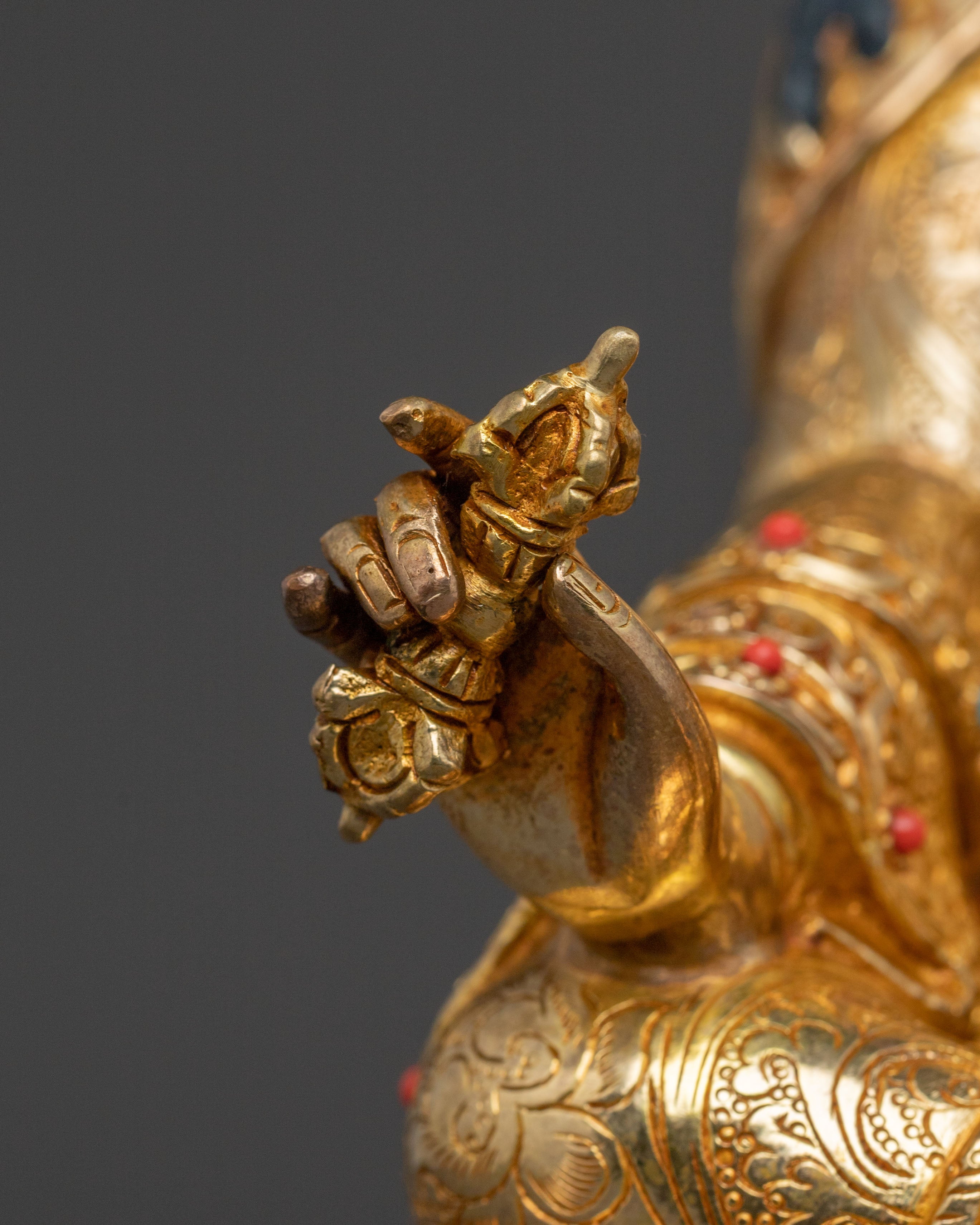 Padmasambhava Mystic Master Statue: 24K Gold Gilded Copper