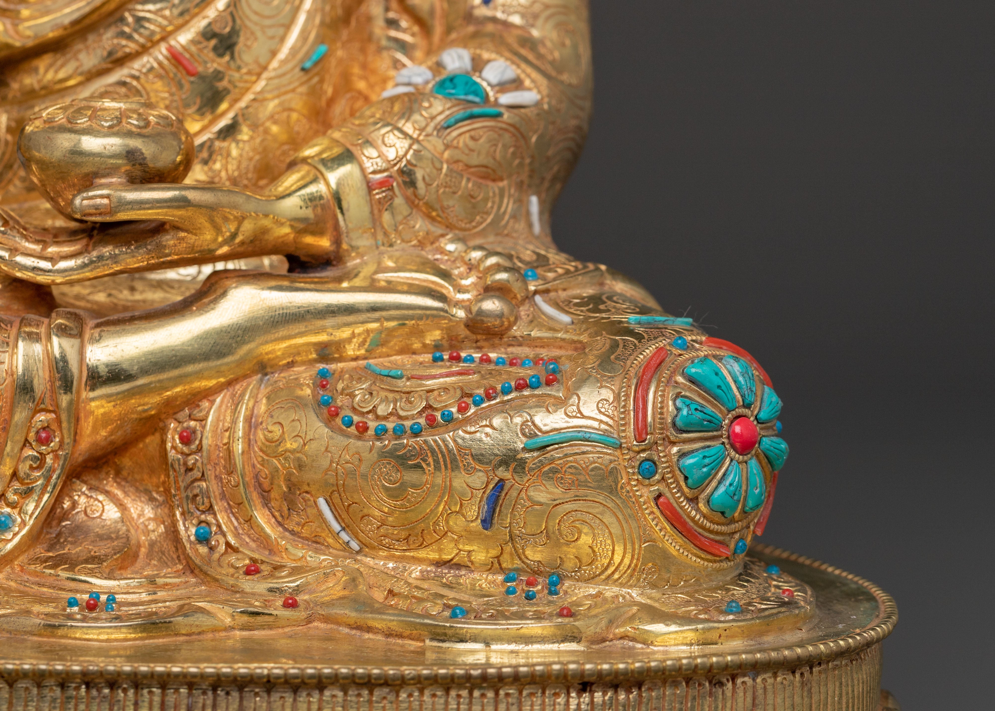 Shakyamuni Buddha: 24k Gold Gilded Figurine