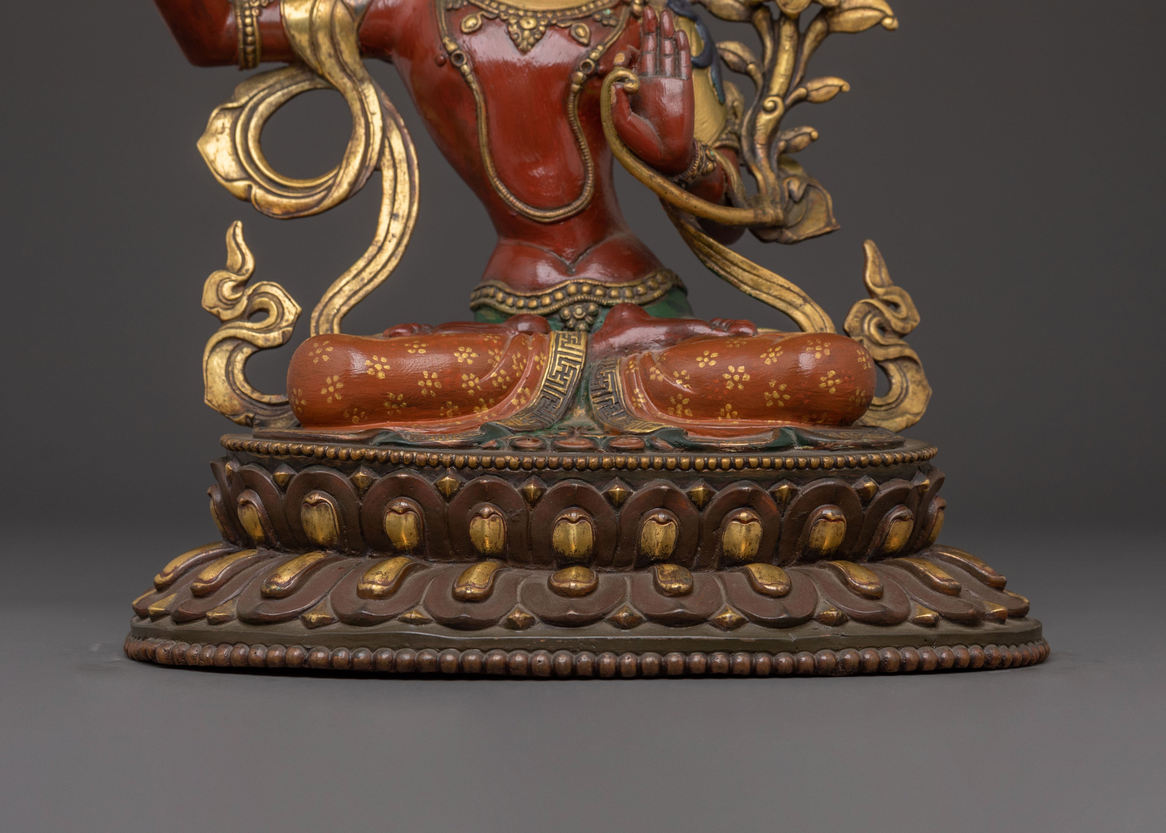 Manjushri 24K Gold Gilded Statue | Enlightened Form