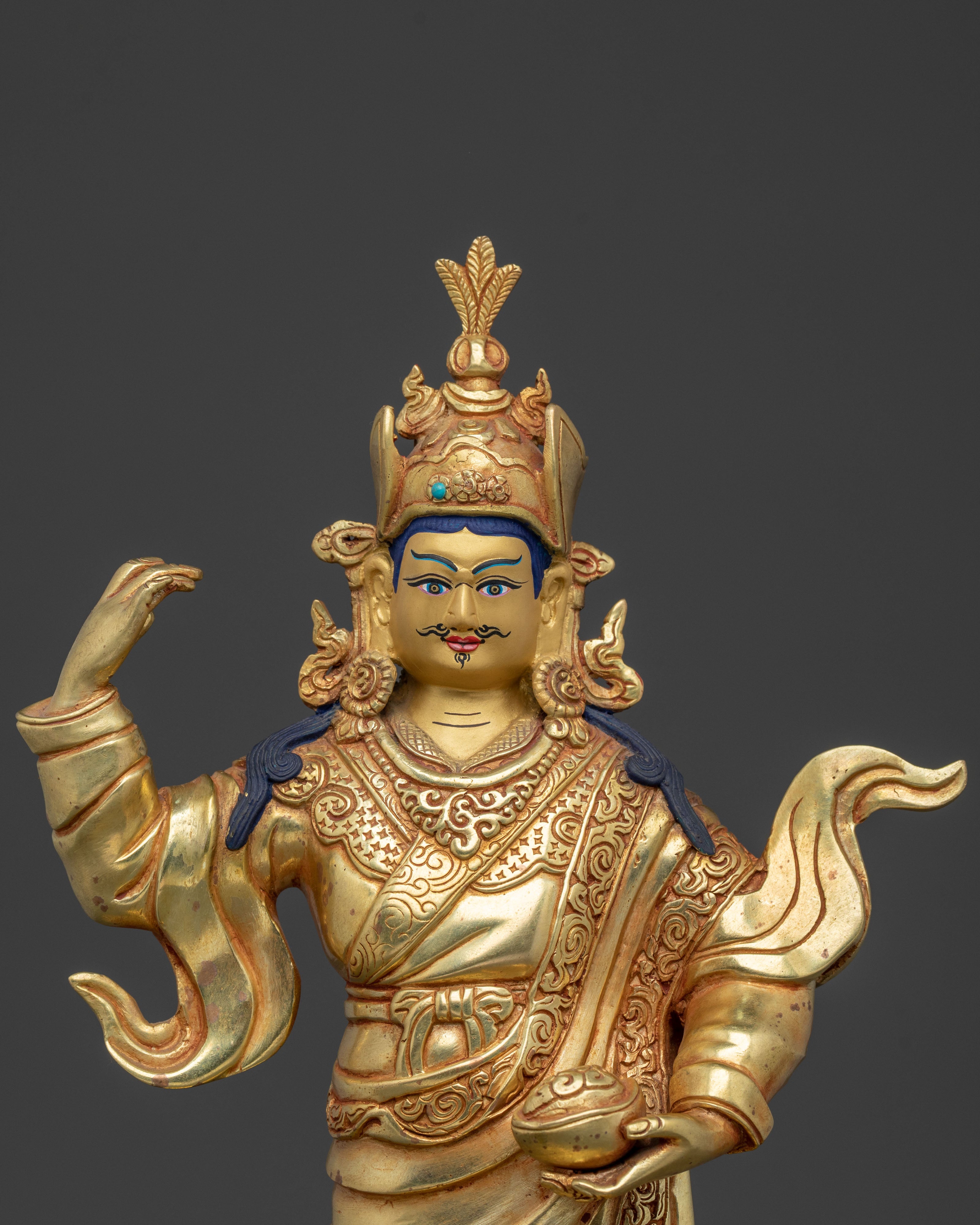 Dancing Guru Rinpoche: 24K Gold Gilded Figurine