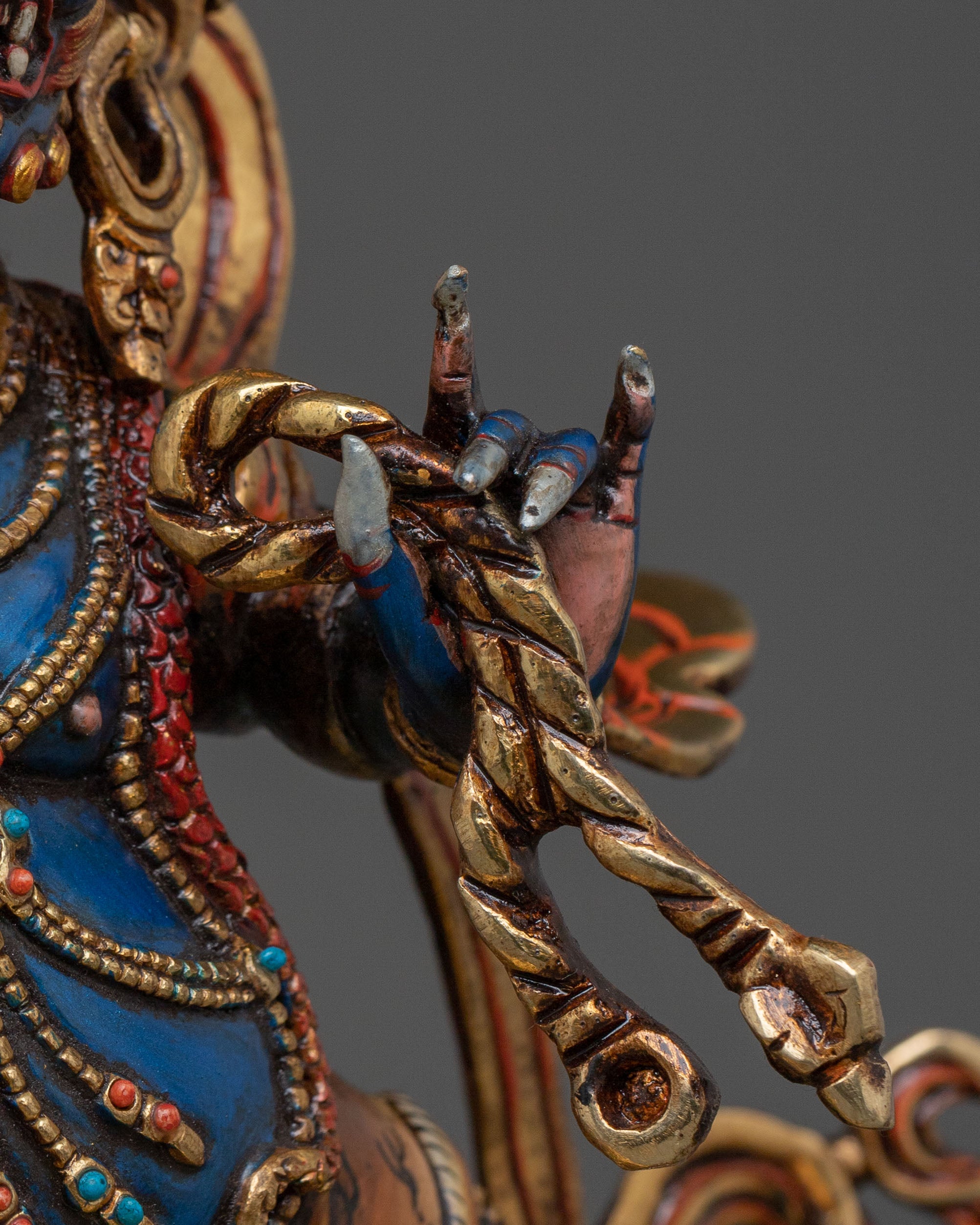 Powerful Vajrapani Spiritual Figurine with Gemstones
