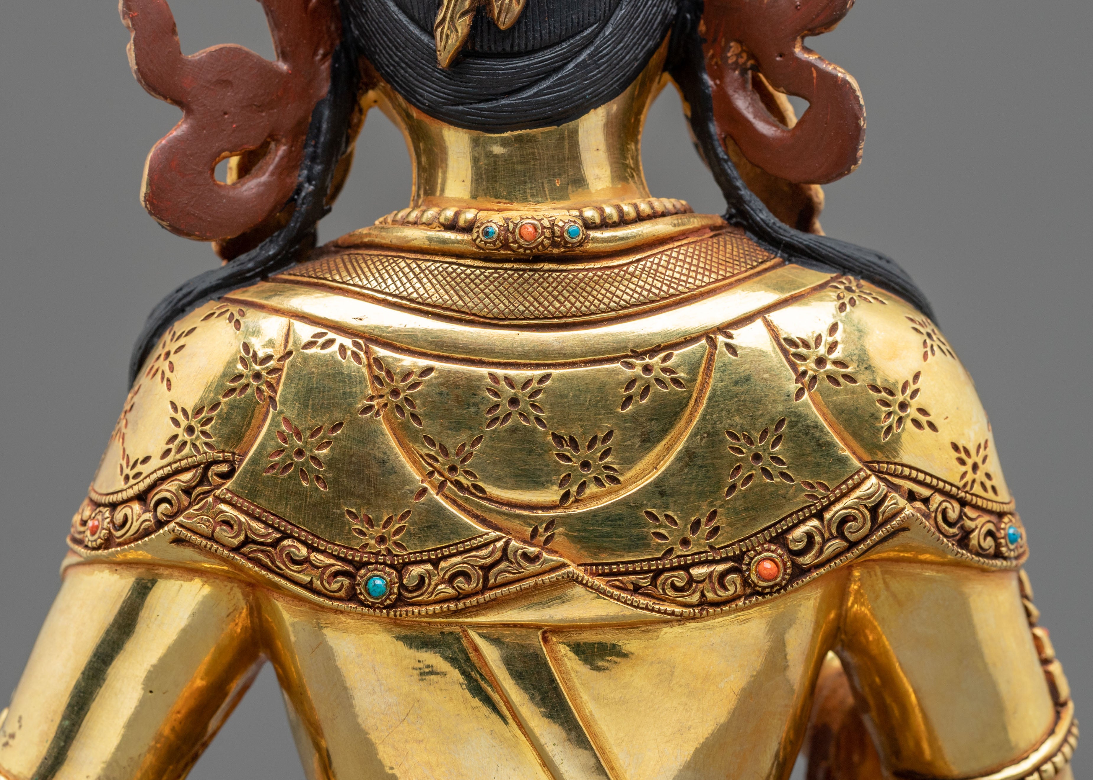 Vajrasattva Sculpture | 24K Gold Gilded Deity Figurine