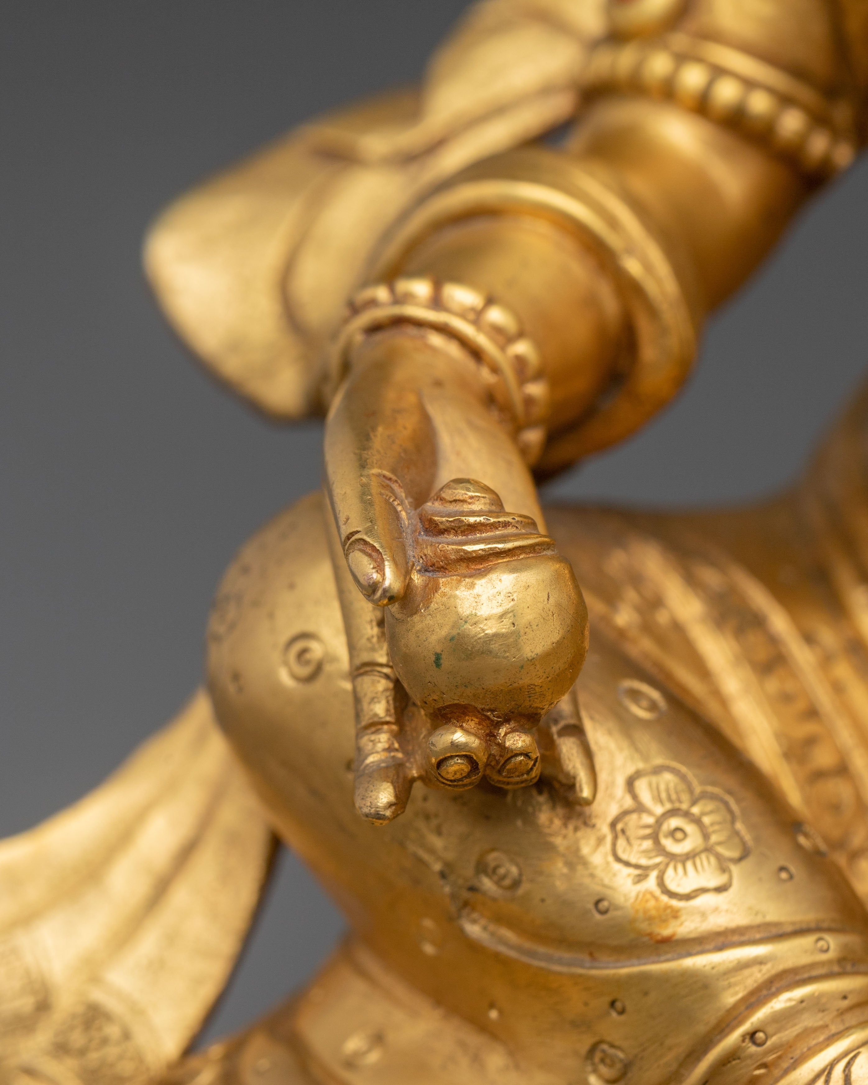 Jambhala Statue | Handcrafted Copper Gold Gilded Figurine