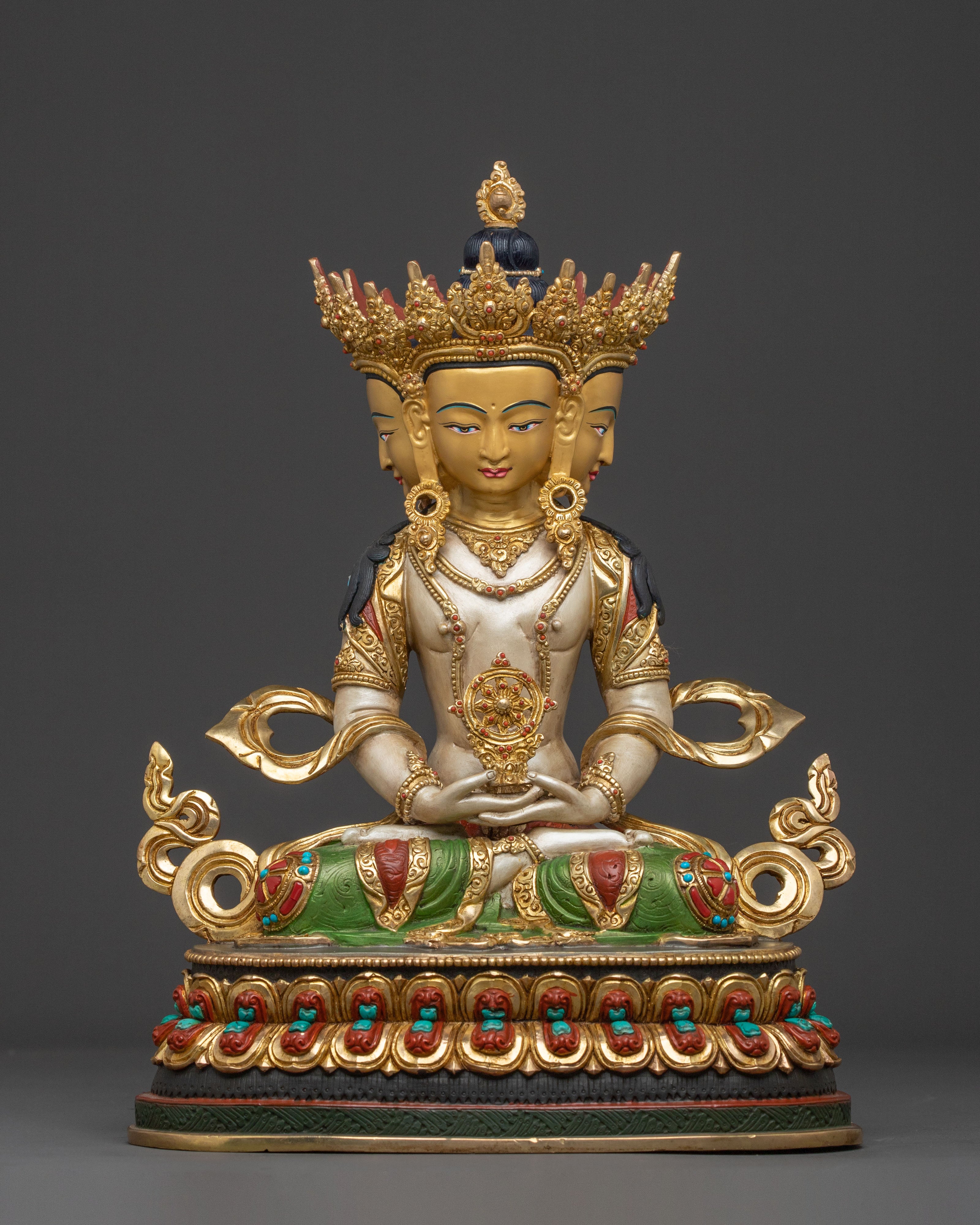 Handcrafted Vairocana Statue – 24K Gilded Copper