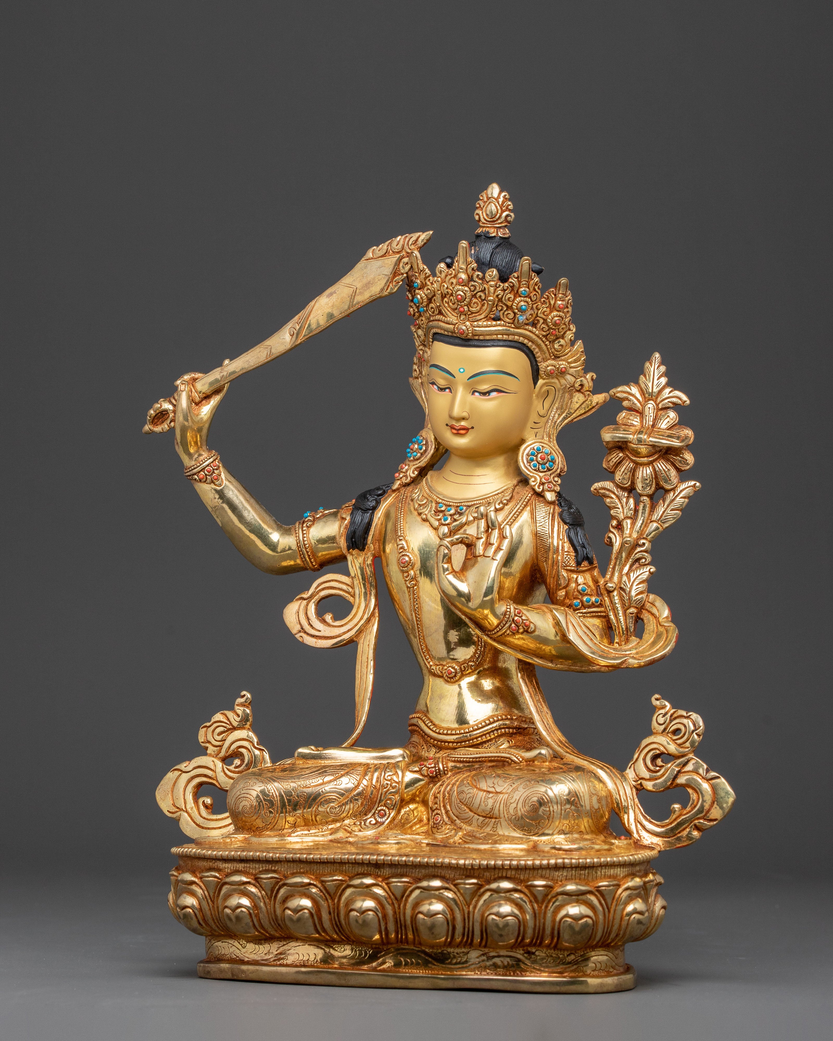 Bodhisattva Manjushri Handcrafted Statue | Guardian of Knowledge and Insight