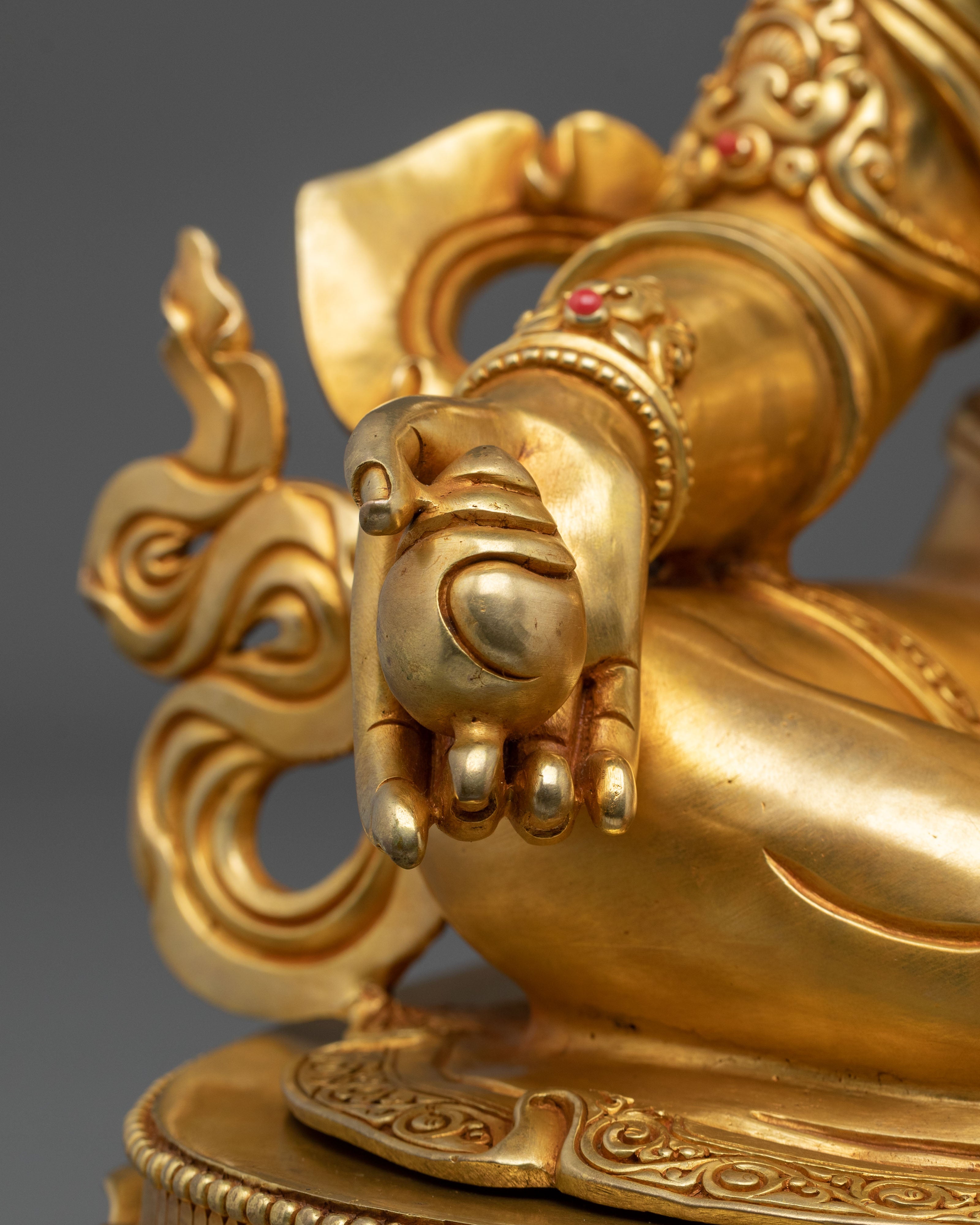 Dzambhala Prosperity Guardian Statue | 24K Gold Gilded Copper Statue