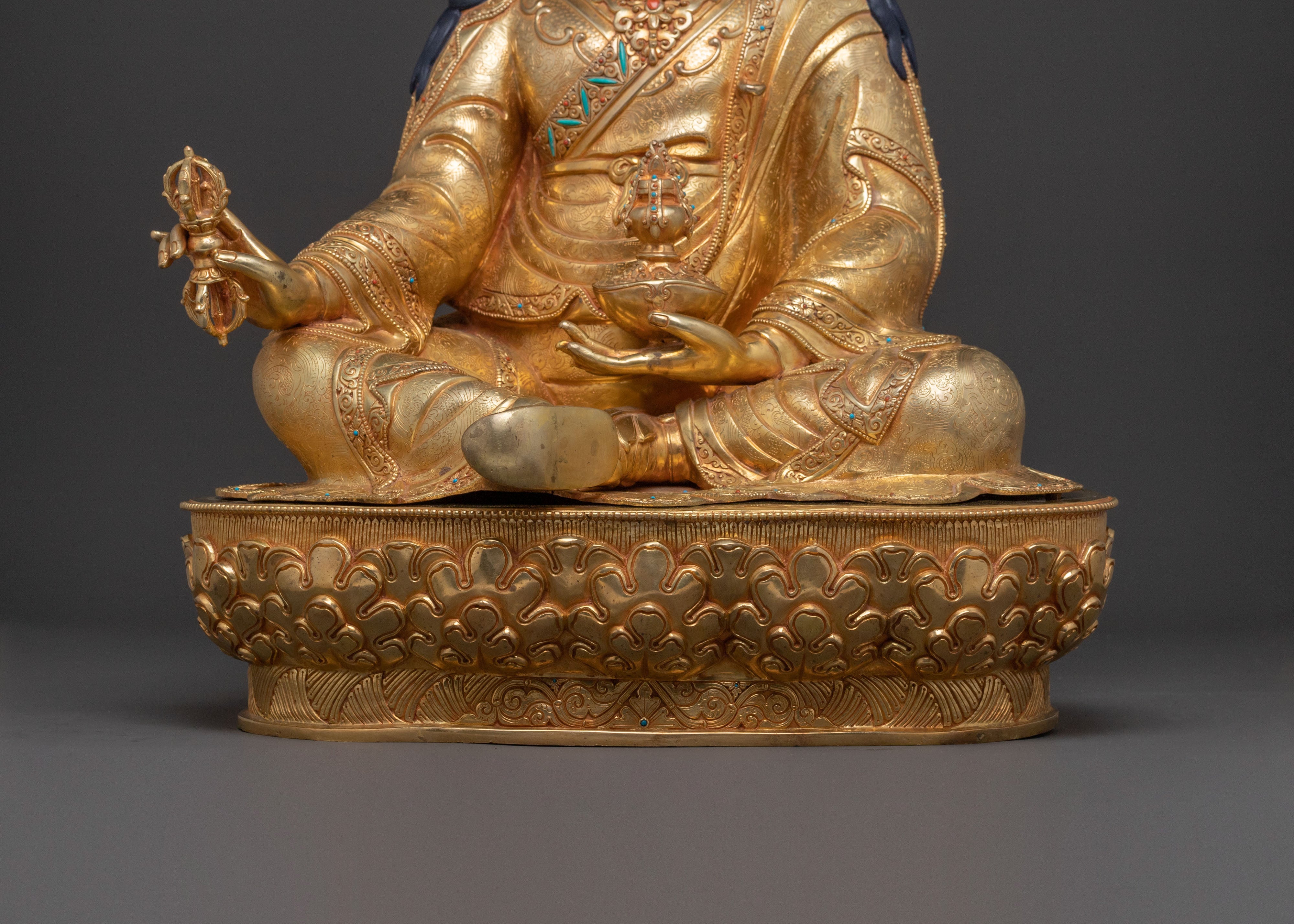 A Majestic Guru Rinpoche Handcrafted Statue
