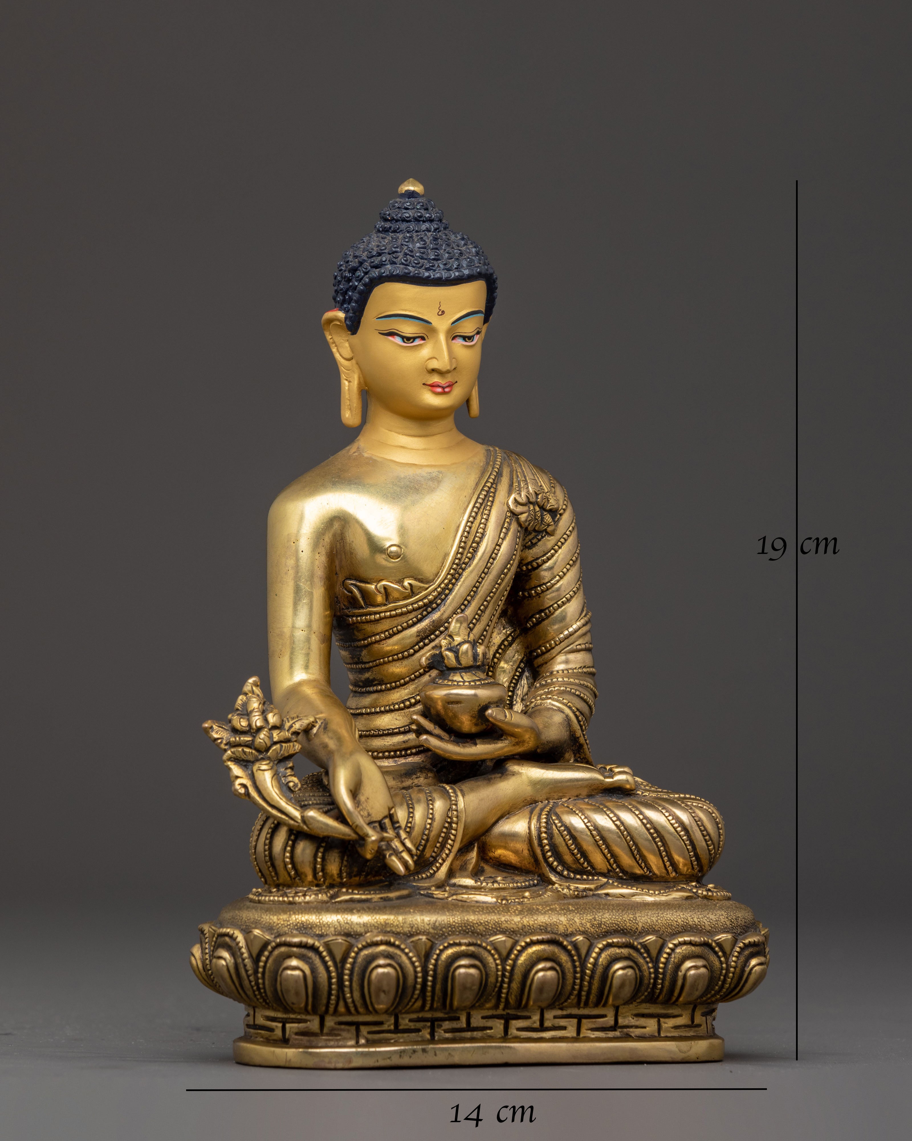 Handcrafted Medicine Buddha Statue | 24K Gold Gilded Sculpture