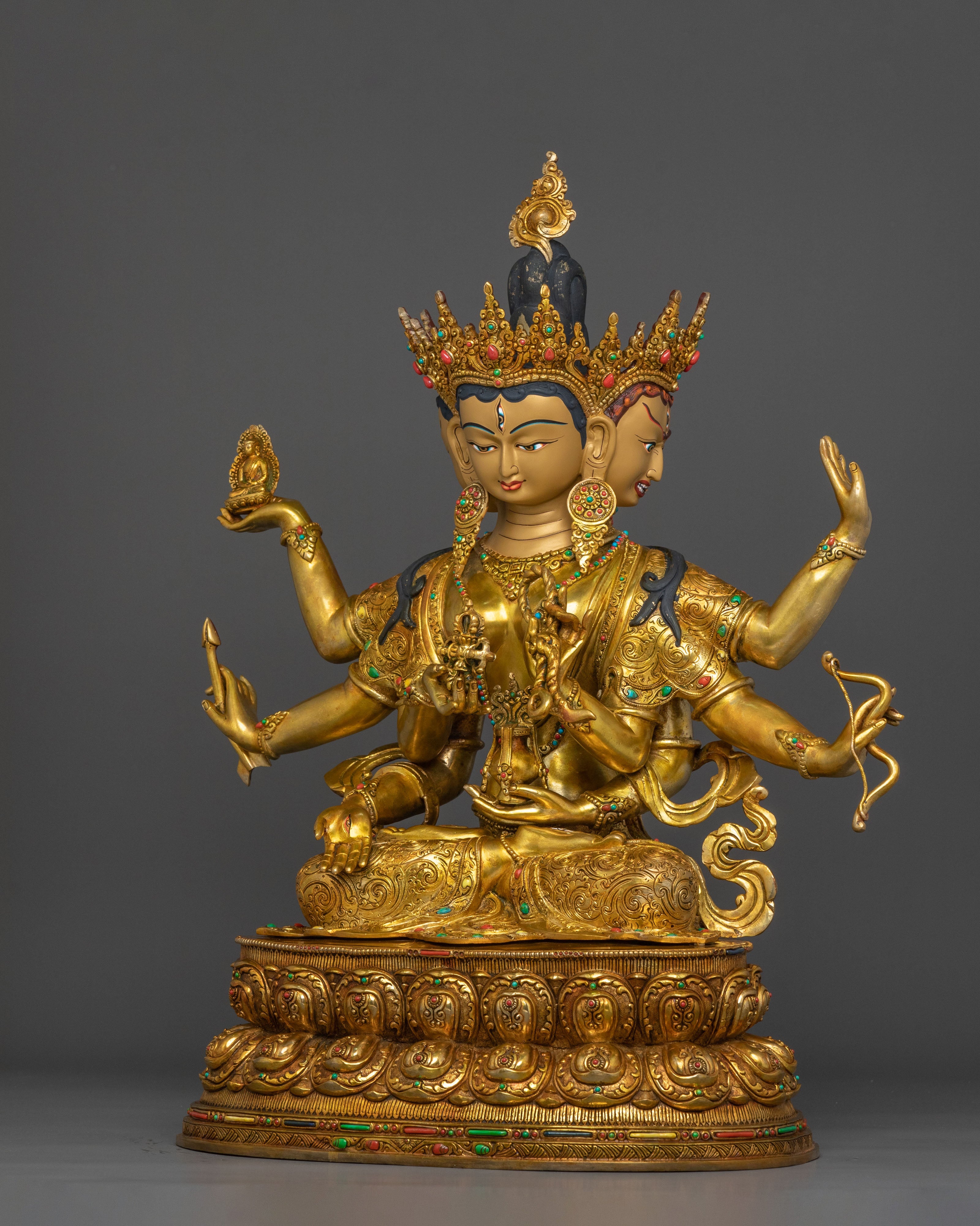 Sacred Namgyalma Sculpture: 24K Gold Gilded