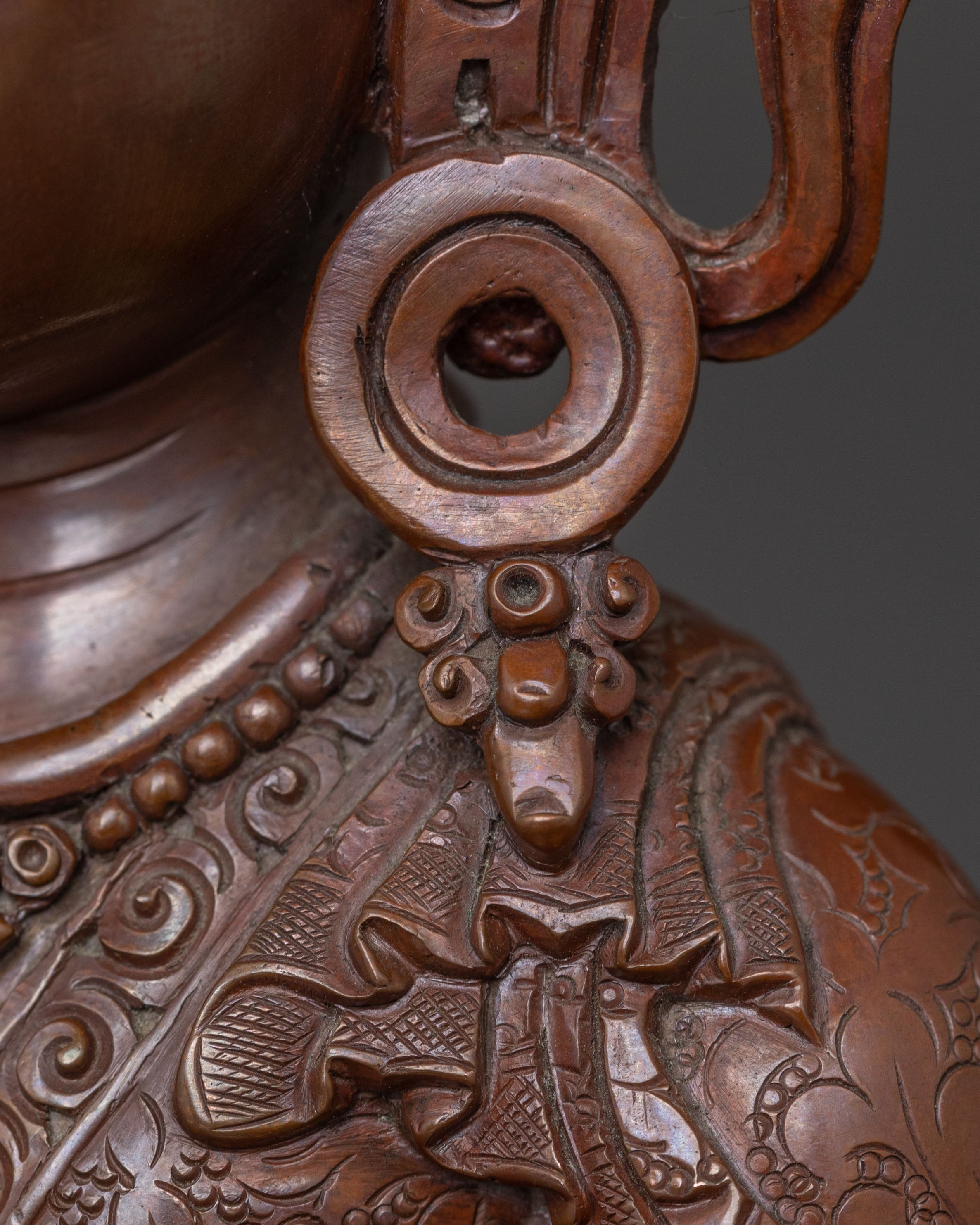 Crown Amitabha Buddha Statue in Oxidized Copper