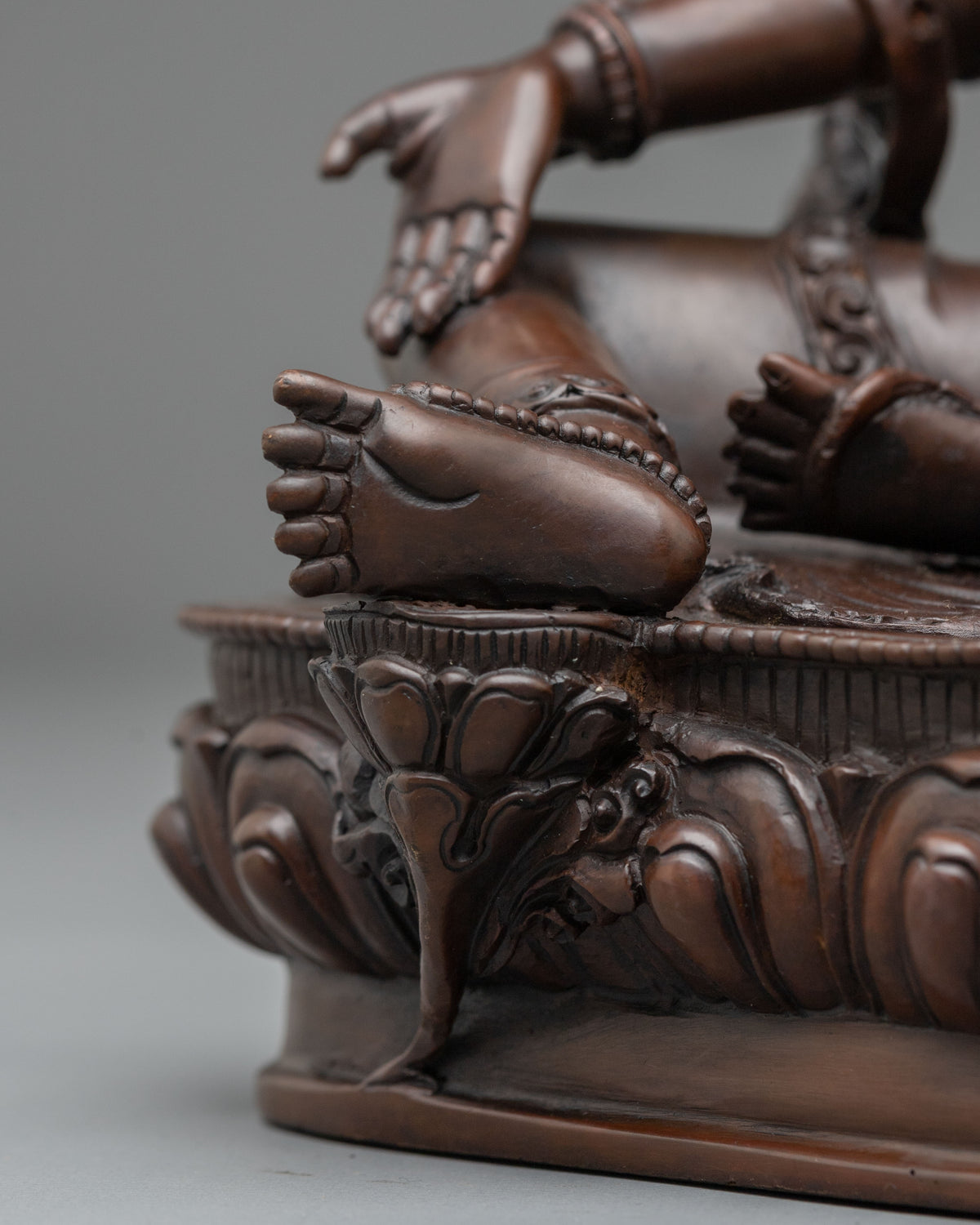 Hand-Carved Green Tara Sculpture | Oxidized Copper Figurine
