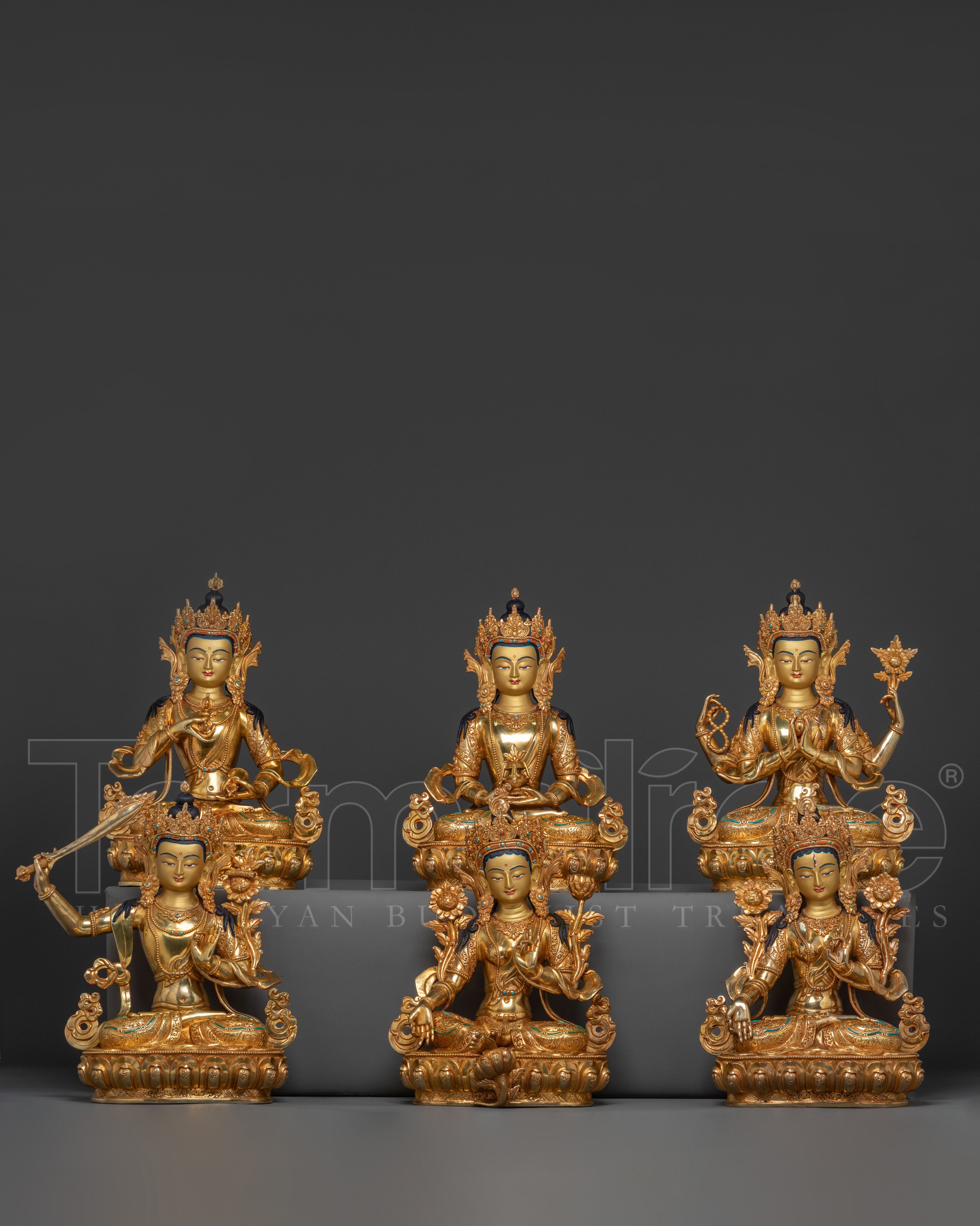 Handcrafted Six Bodhisattva Statue Set | Symbols of Wisdom