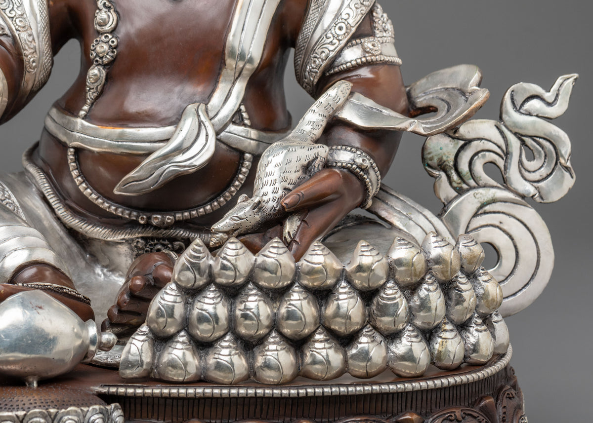 Dzambhala Altar Decoration Statue | Handcrafted Sculpture with Silver Plating
