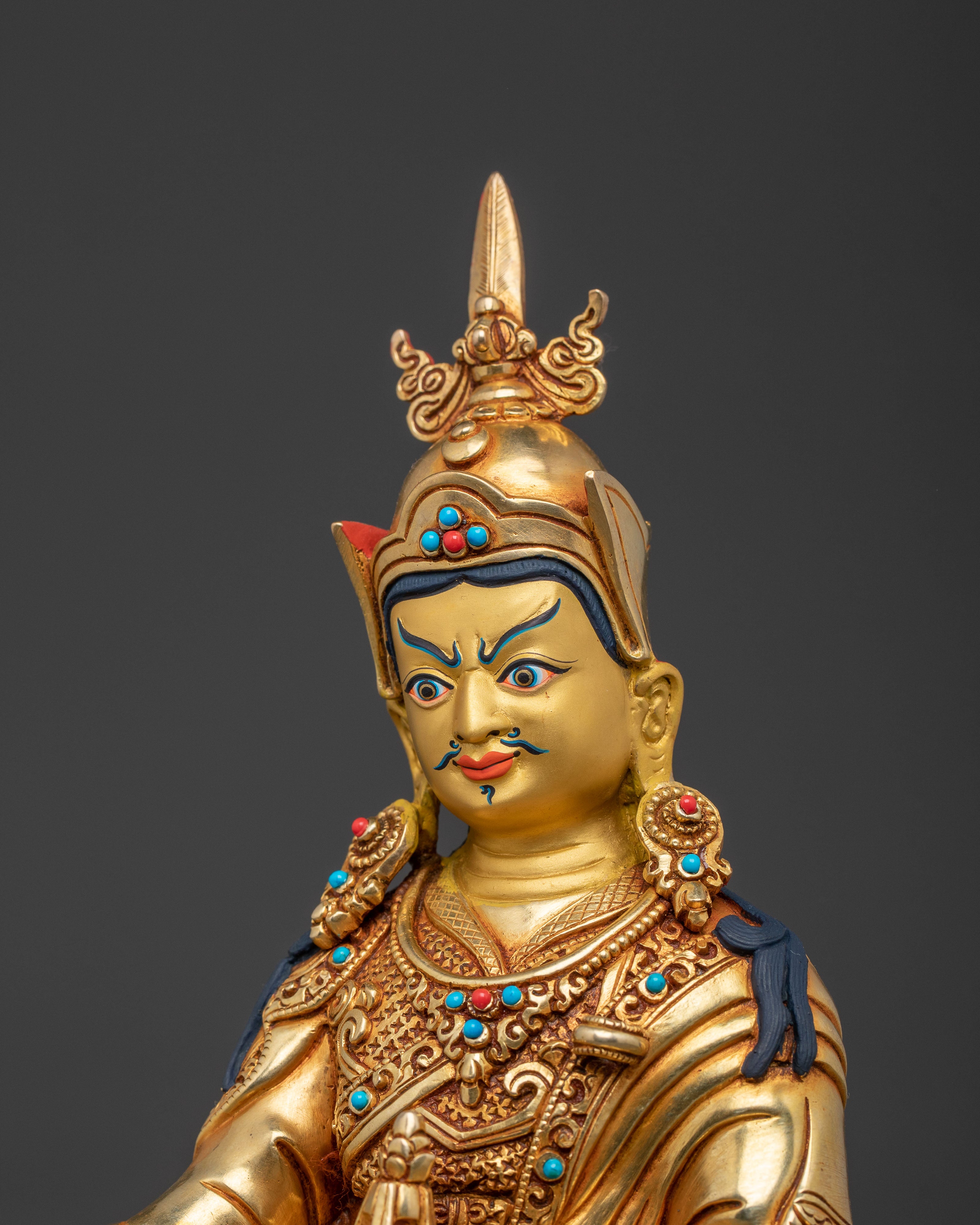 Handcrafted Guru Rinpoche Sacred Statue | 24K Gold Gilded Sculpture